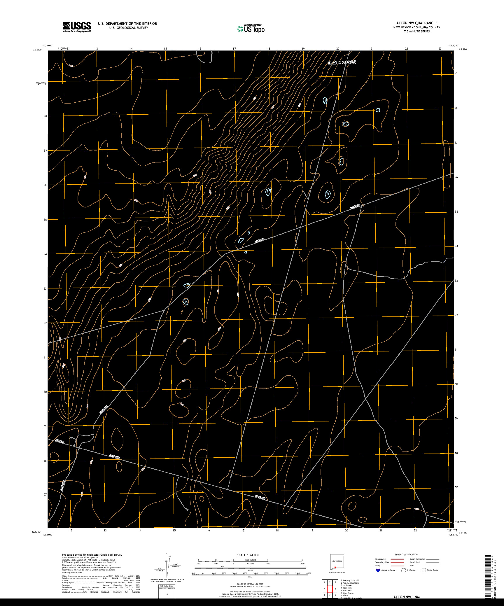 USGS US TOPO 7.5-MINUTE MAP FOR AFTON NW, NM 2020