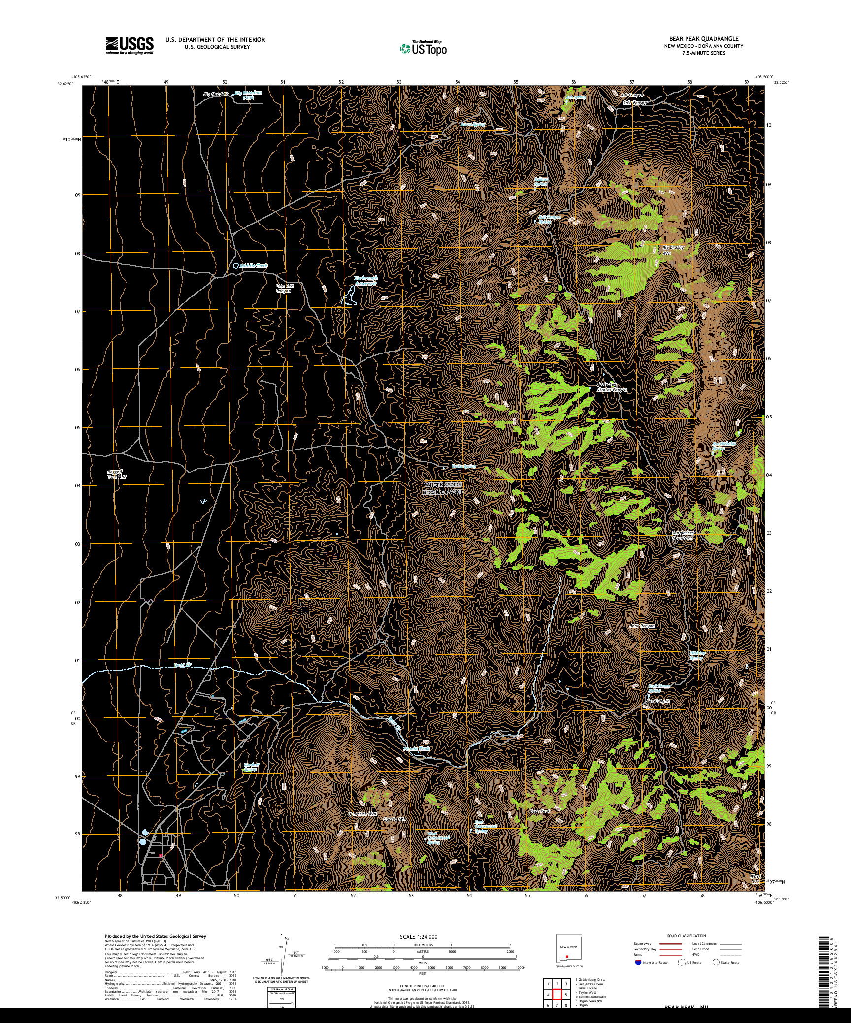 USGS US TOPO 7.5-MINUTE MAP FOR BEAR PEAK, NM 2020