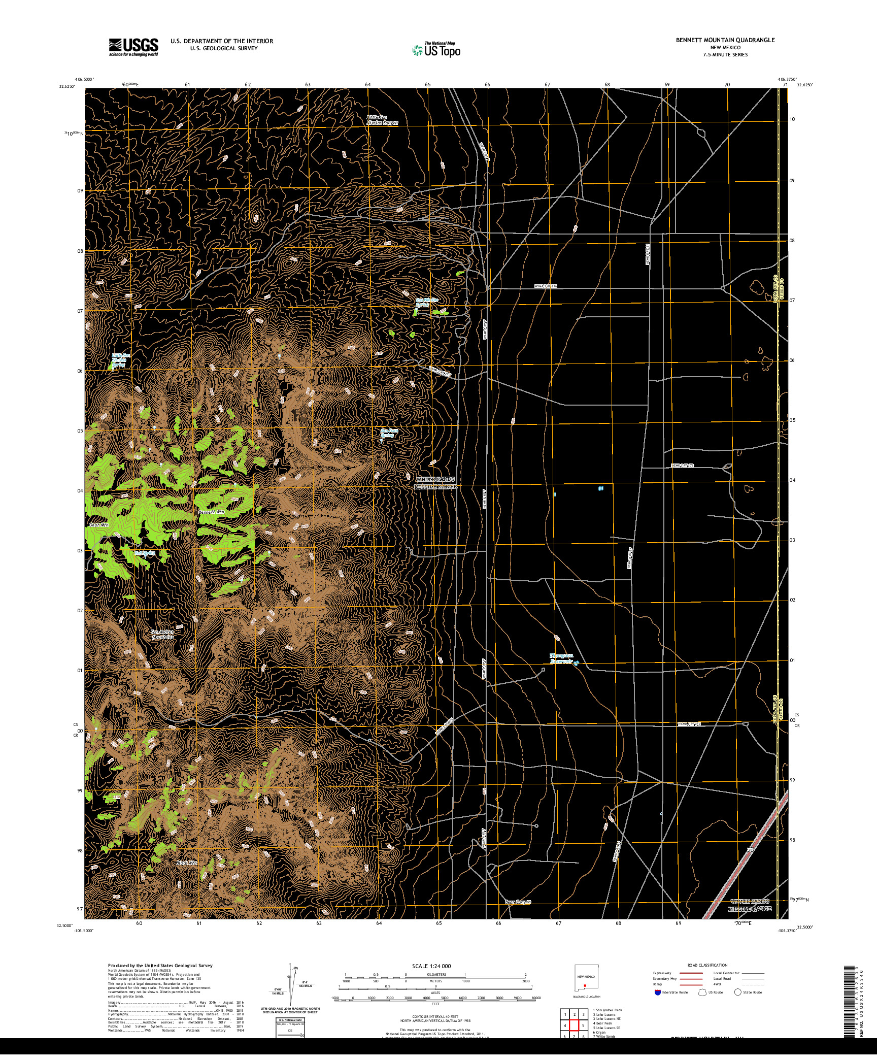 USGS US TOPO 7.5-MINUTE MAP FOR BENNETT MOUNTAIN, NM 2020