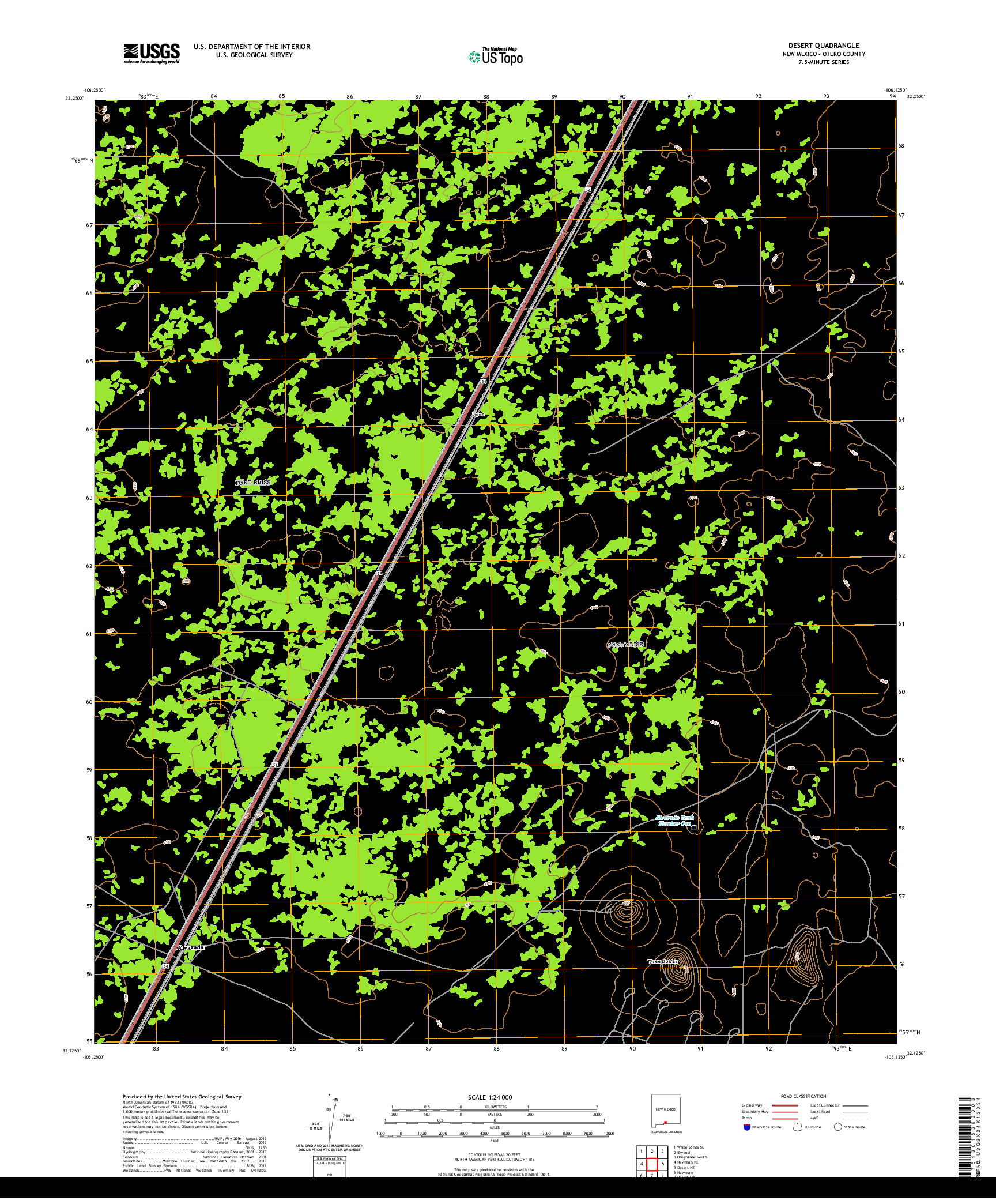 USGS US TOPO 7.5-MINUTE MAP FOR DESERT, NM 2020