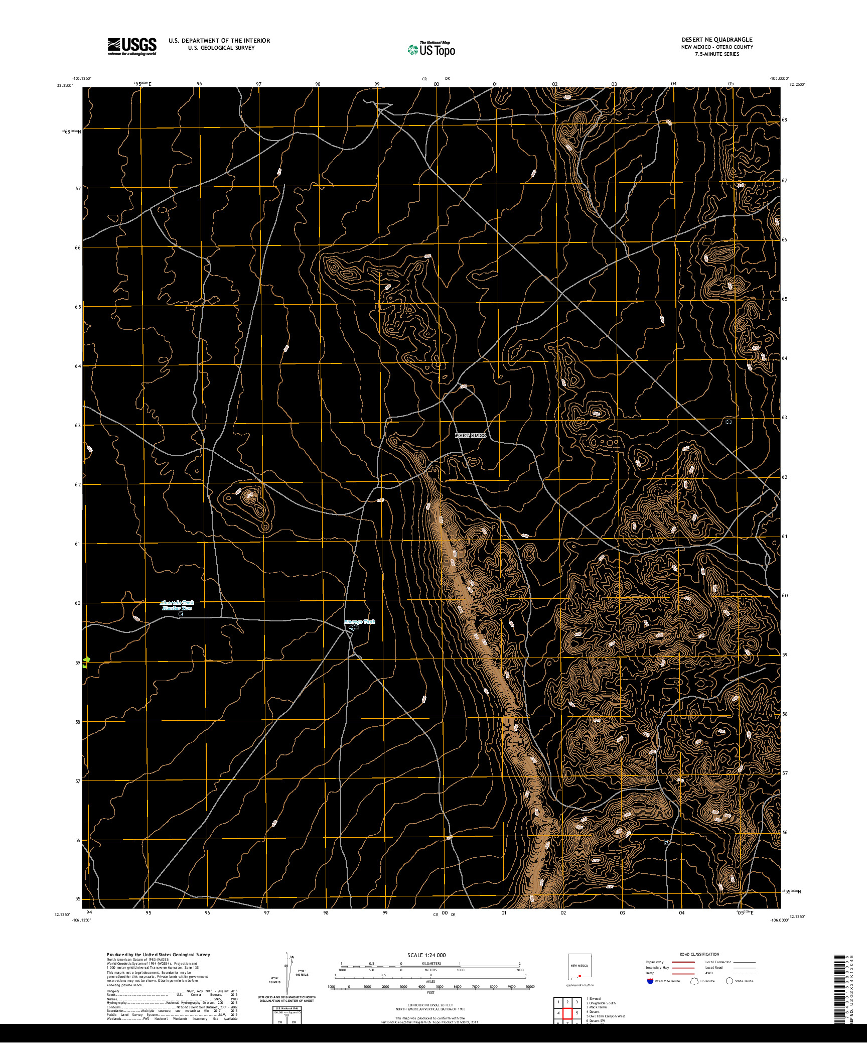 USGS US TOPO 7.5-MINUTE MAP FOR DESERT NE, NM 2020