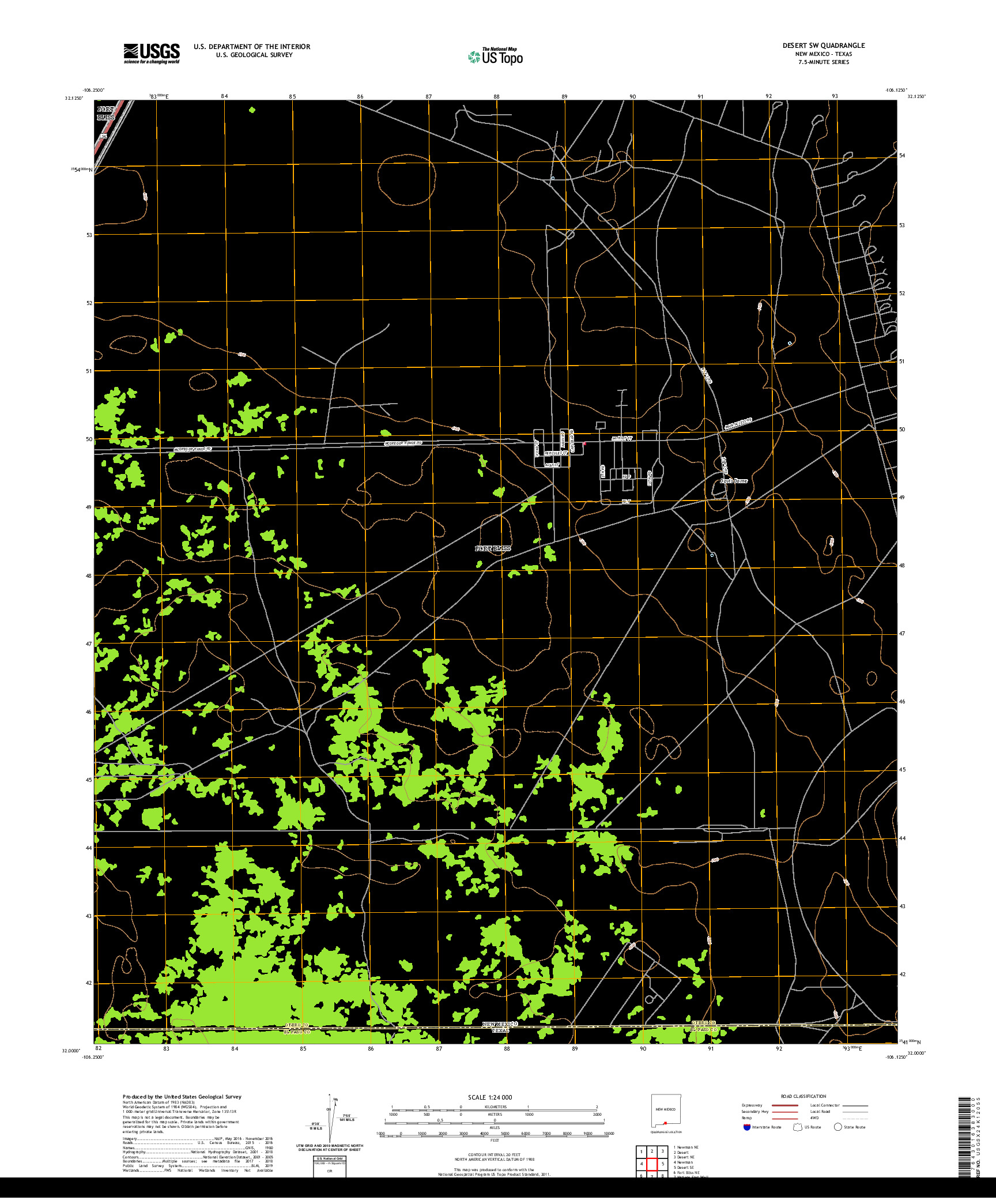 USGS US TOPO 7.5-MINUTE MAP FOR DESERT SW, NM,TX 2020