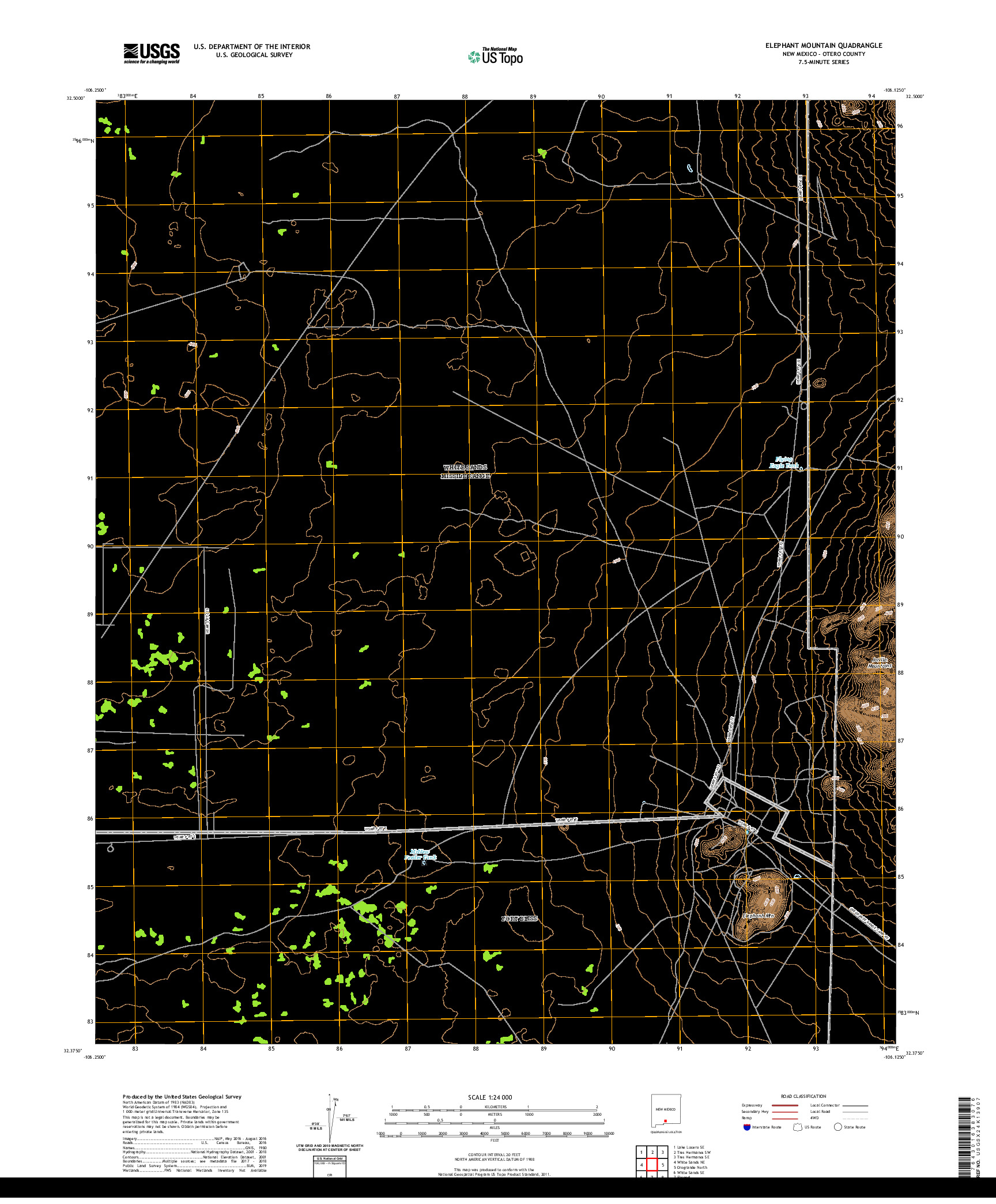 USGS US TOPO 7.5-MINUTE MAP FOR ELEPHANT MOUNTAIN, NM 2020