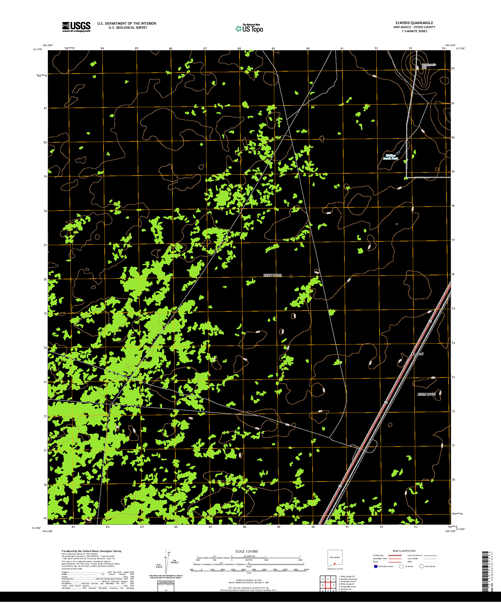 USGS US TOPO 7.5-MINUTE MAP FOR ELWOOD, NM 2020