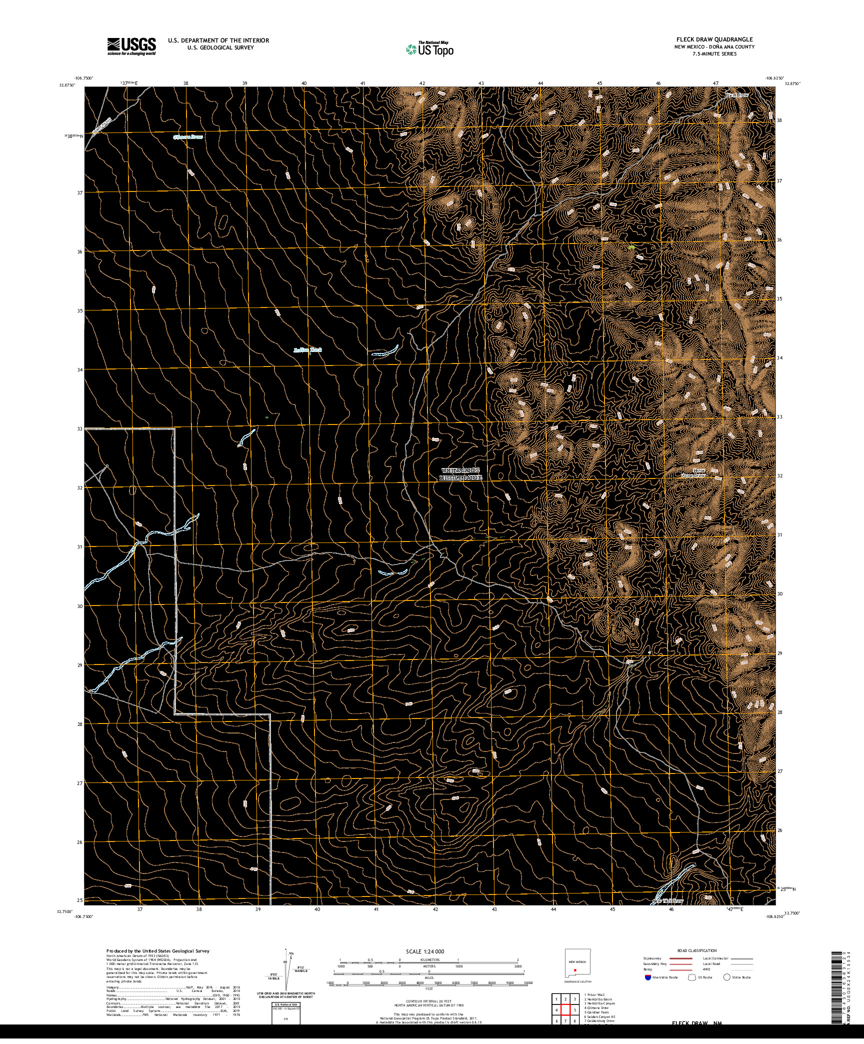 USGS US TOPO 7.5-MINUTE MAP FOR FLECK DRAW, NM 2020