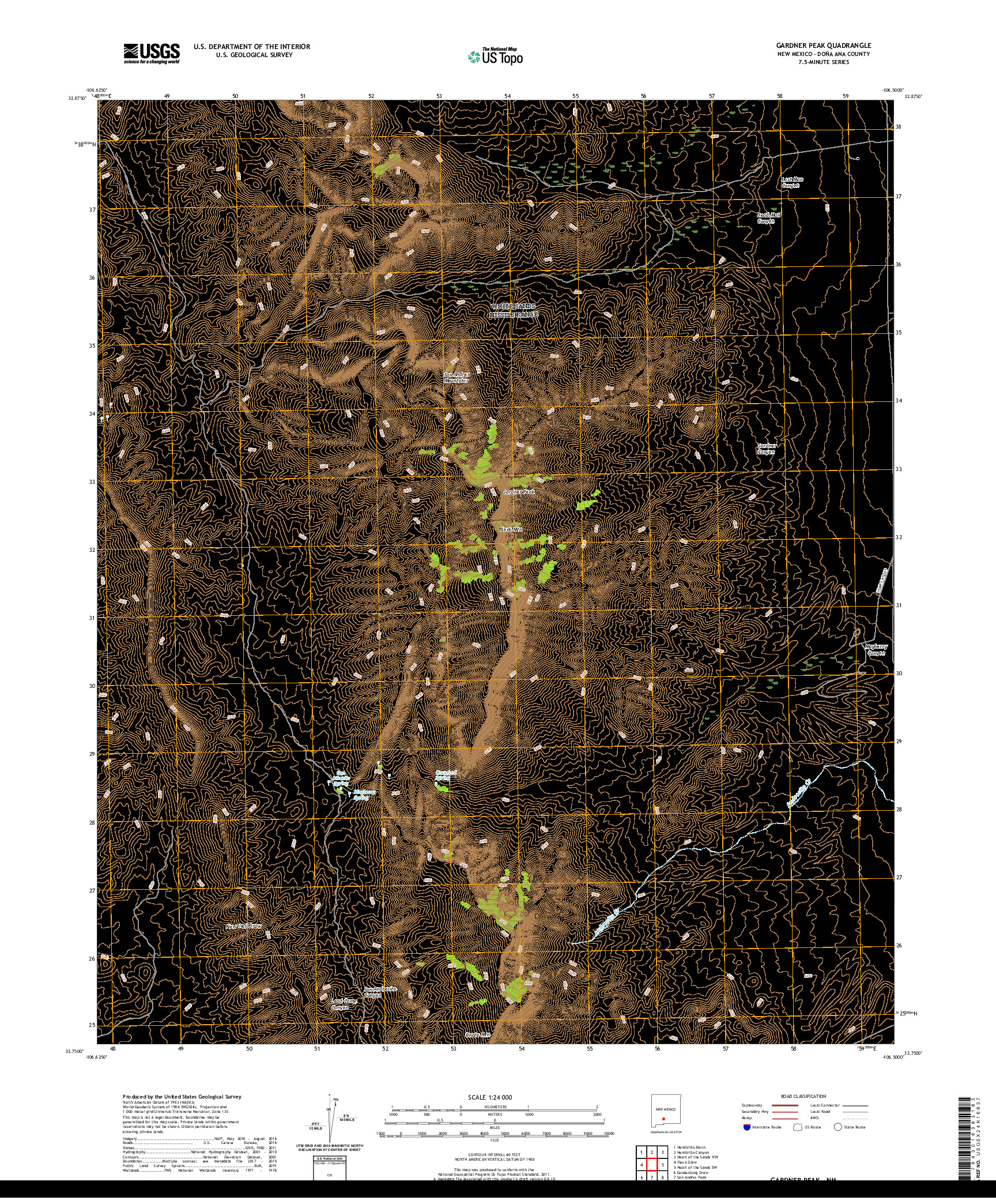 USGS US TOPO 7.5-MINUTE MAP FOR GARDNER PEAK, NM 2020