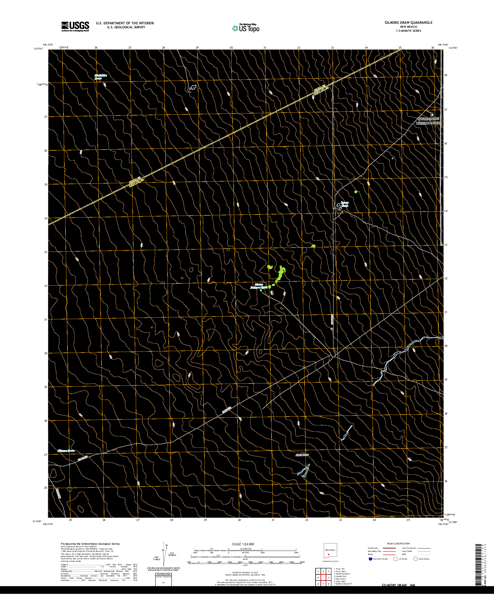 USGS US TOPO 7.5-MINUTE MAP FOR GILMORE DRAW, NM 2020