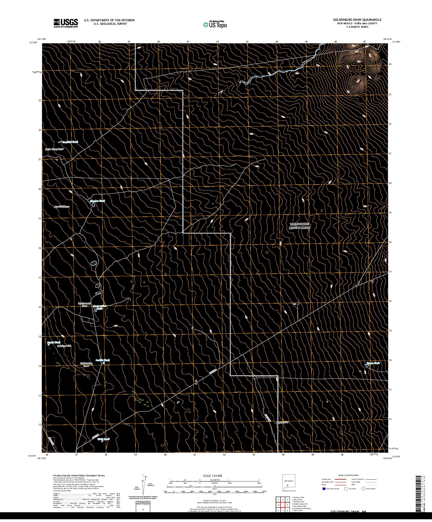 USGS US TOPO 7.5-MINUTE MAP FOR GOLDENBURG DRAW, NM 2020