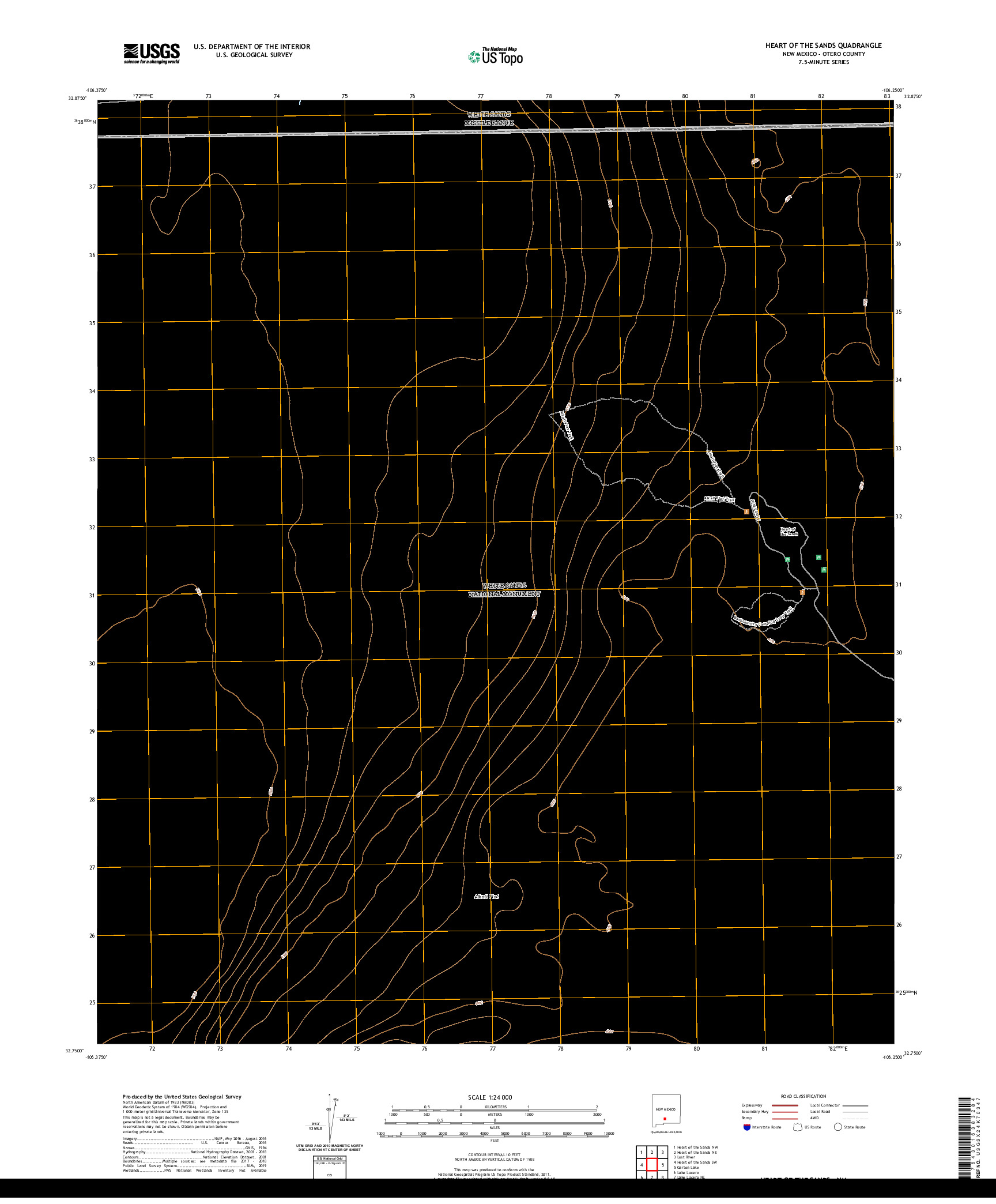 USGS US TOPO 7.5-MINUTE MAP FOR HEART OF THE SANDS, NM 2020