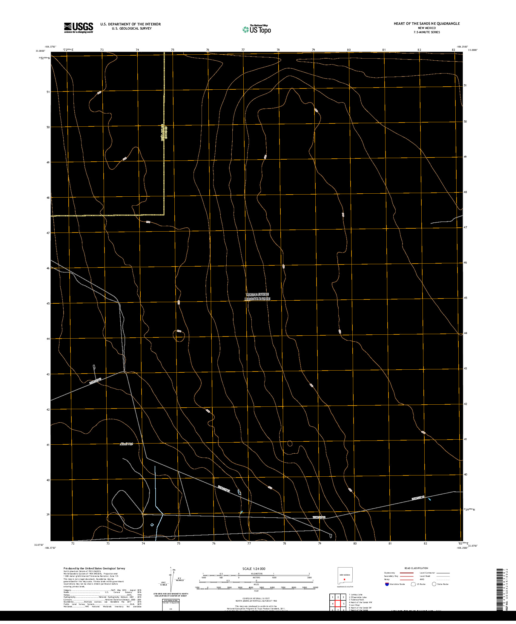 USGS US TOPO 7.5-MINUTE MAP FOR HEART OF THE SANDS NE, NM 2020