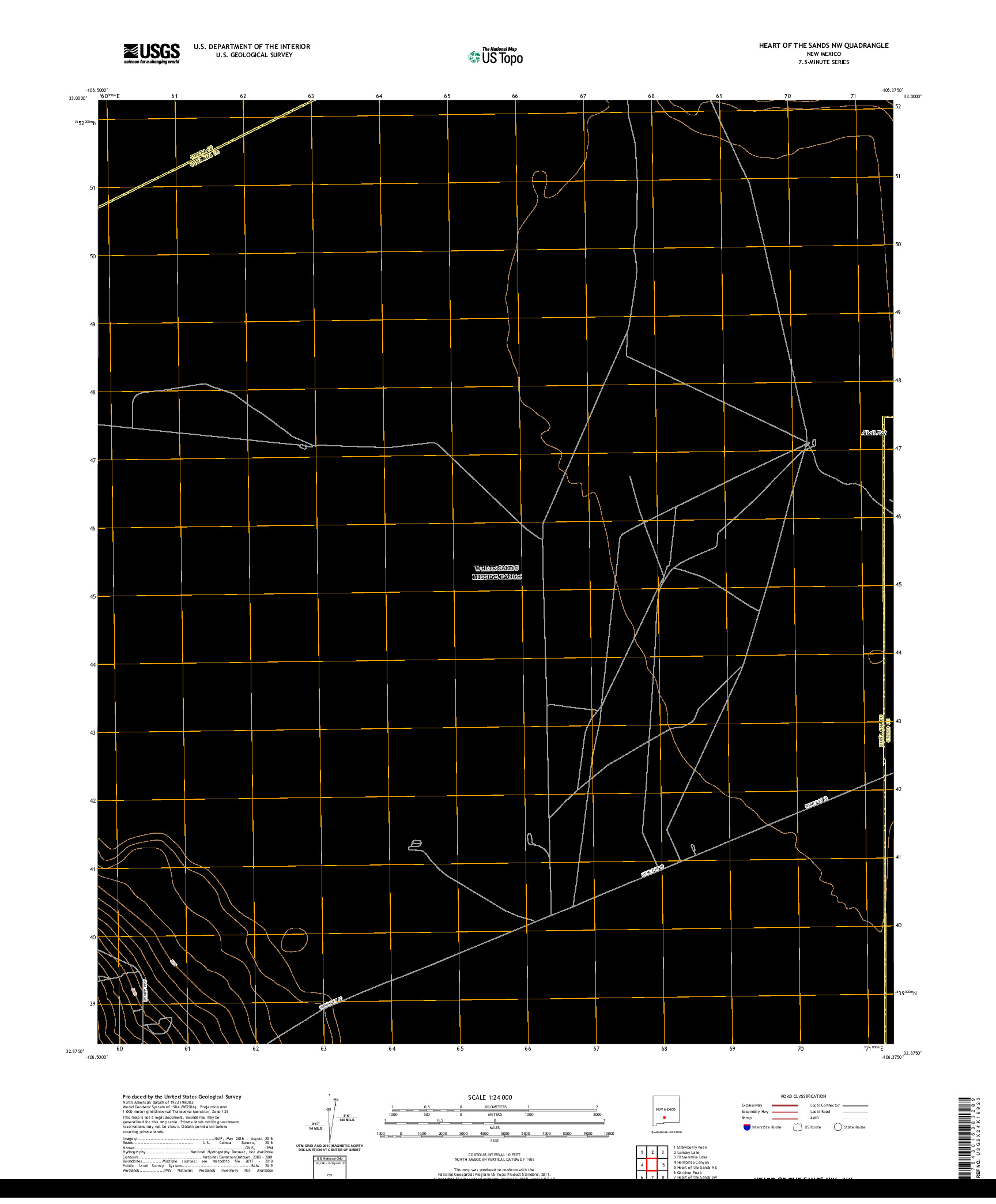 USGS US TOPO 7.5-MINUTE MAP FOR HEART OF THE SANDS NW, NM 2020