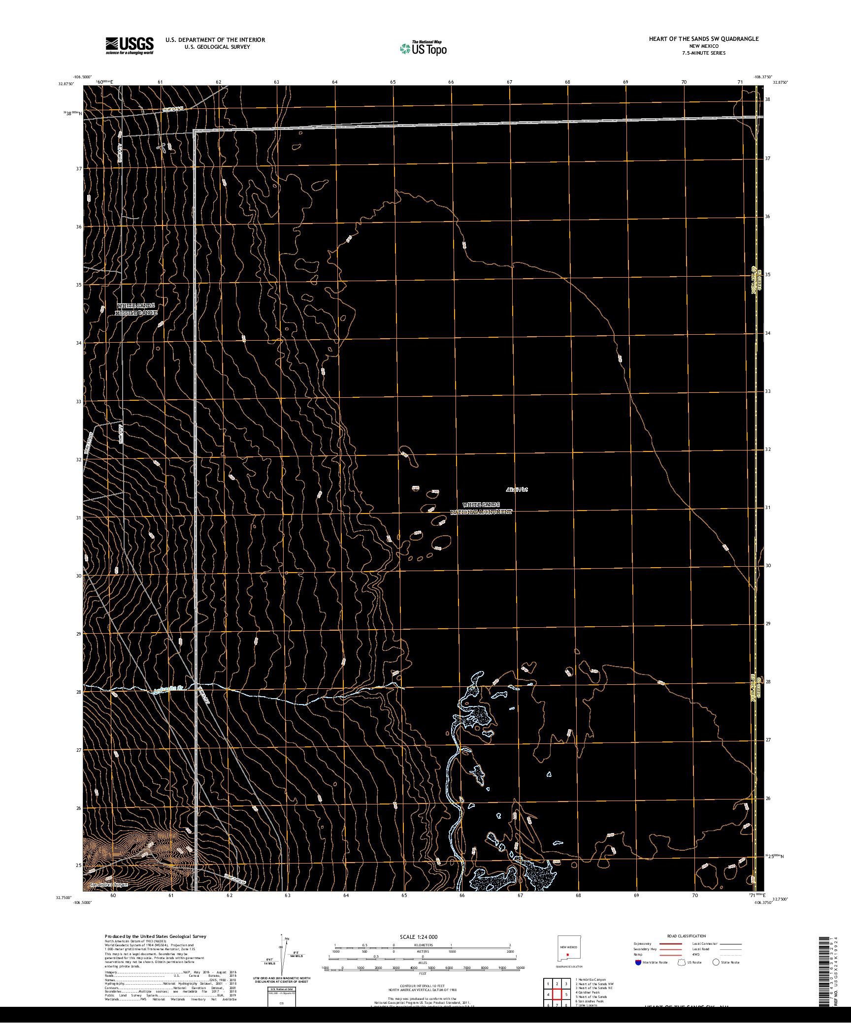 USGS US TOPO 7.5-MINUTE MAP FOR HEART OF THE SANDS SW, NM 2020