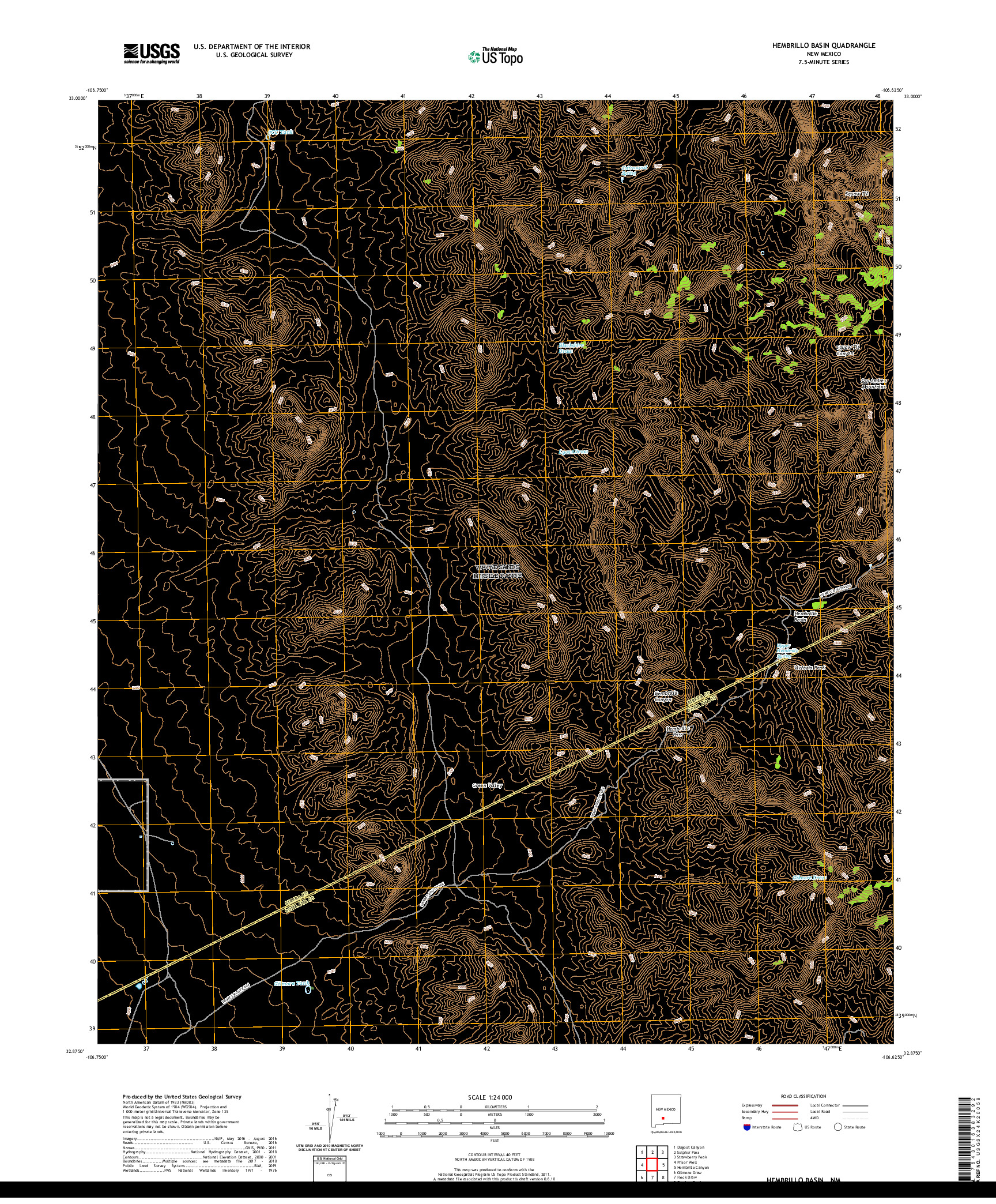 USGS US TOPO 7.5-MINUTE MAP FOR HEMBRILLO BASIN, NM 2020