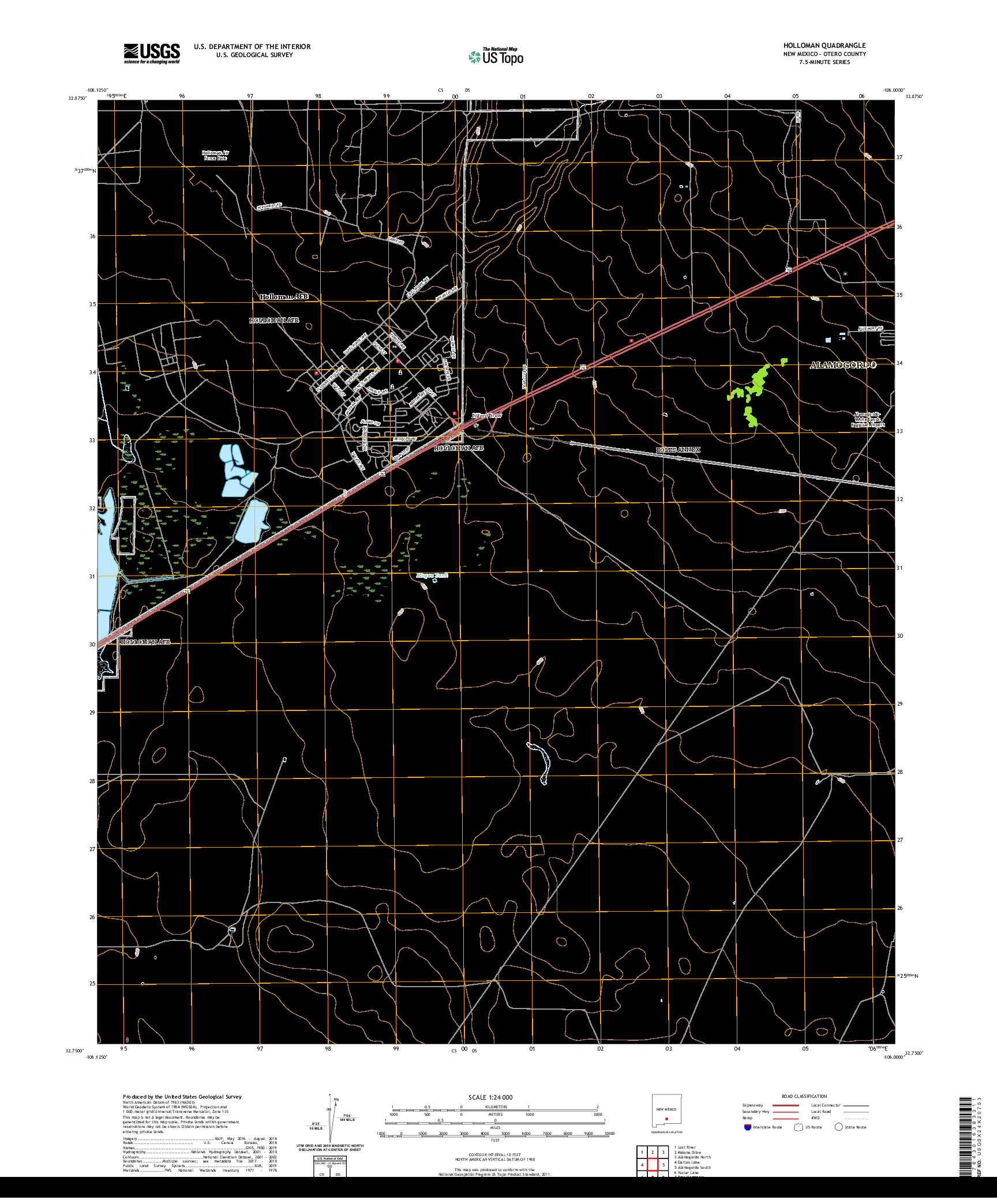 USGS US TOPO 7.5-MINUTE MAP FOR HOLLOMAN, NM 2020