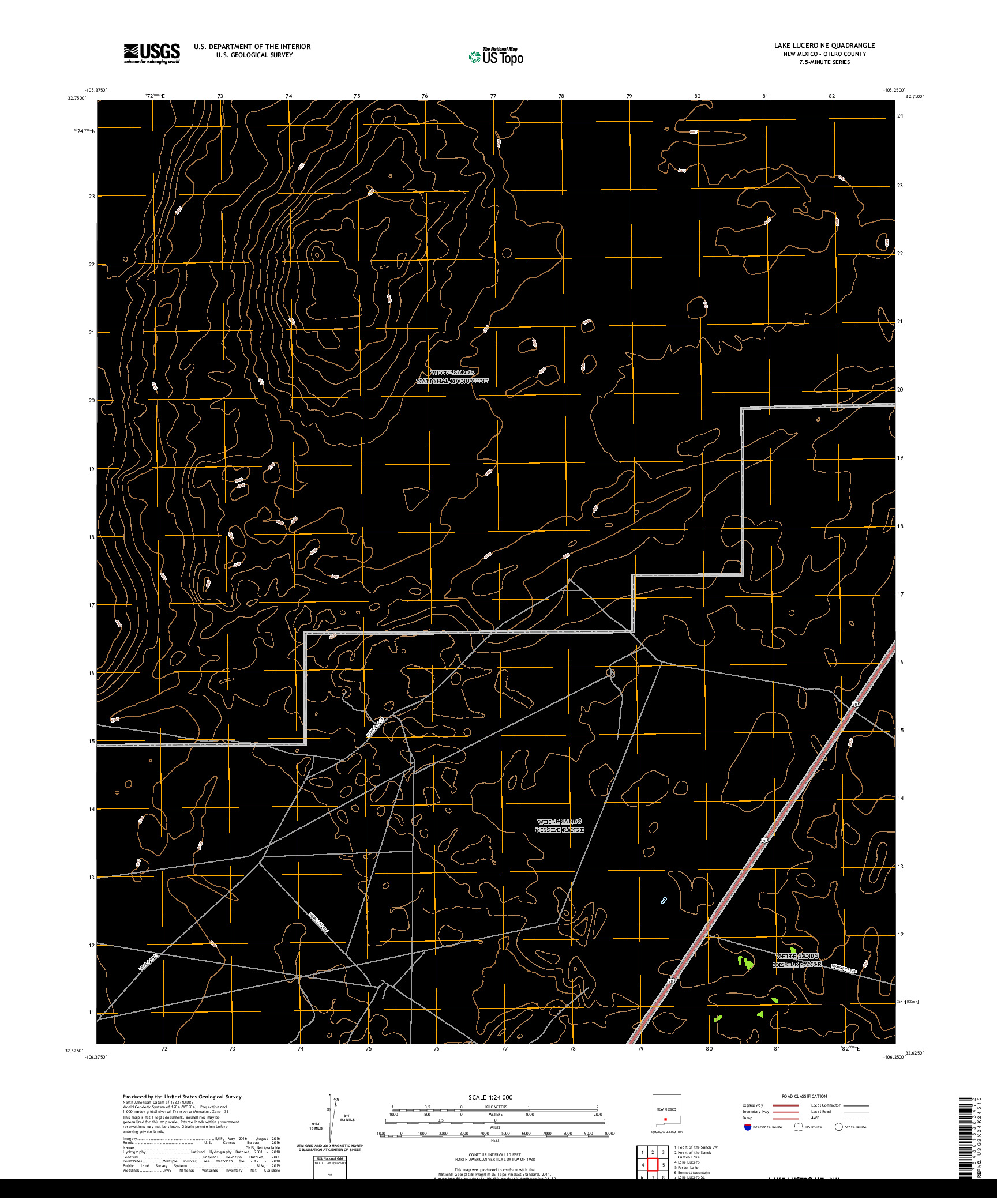 USGS US TOPO 7.5-MINUTE MAP FOR LAKE LUCERO NE, NM 2020