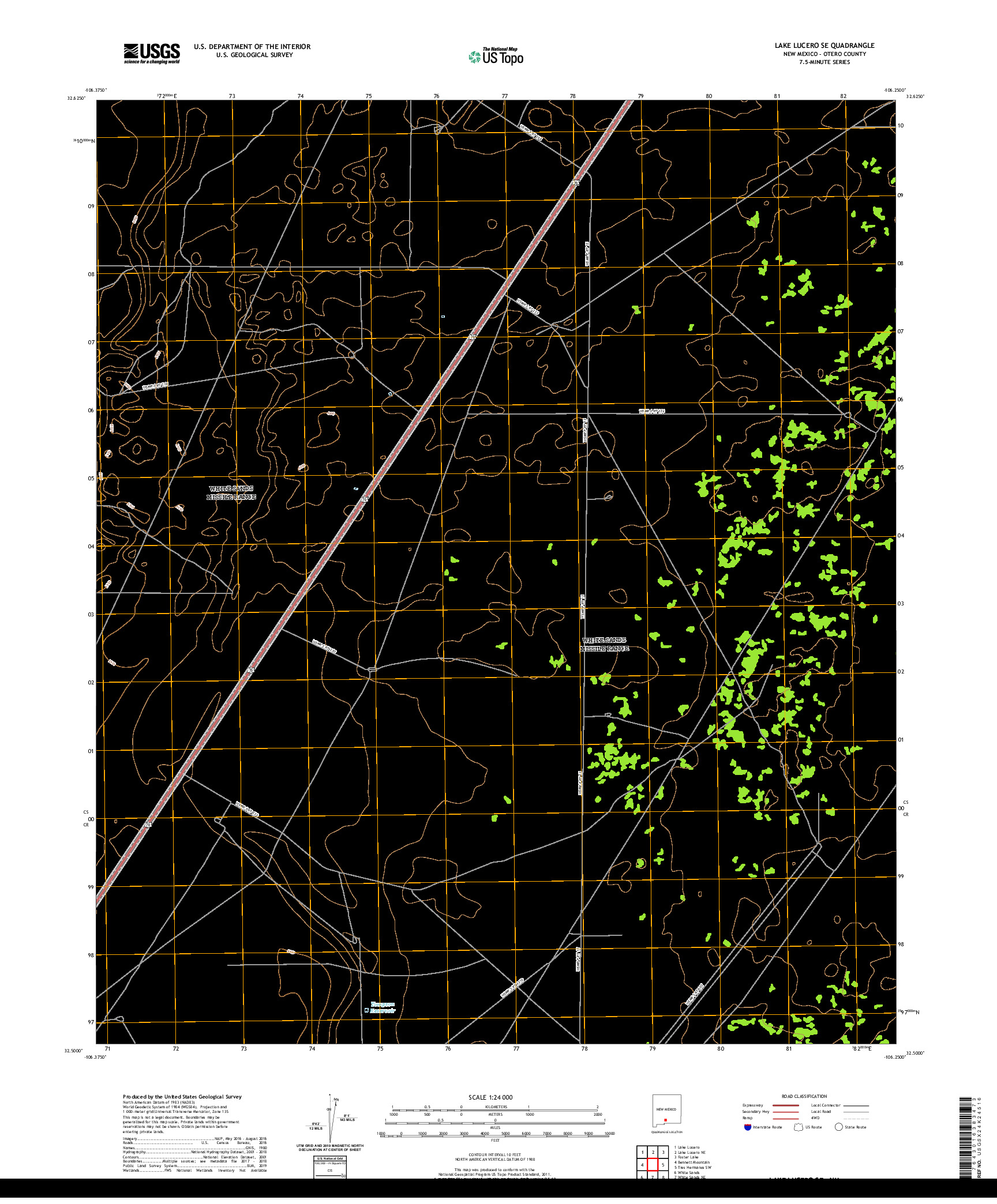 USGS US TOPO 7.5-MINUTE MAP FOR LAKE LUCERO SE, NM 2020