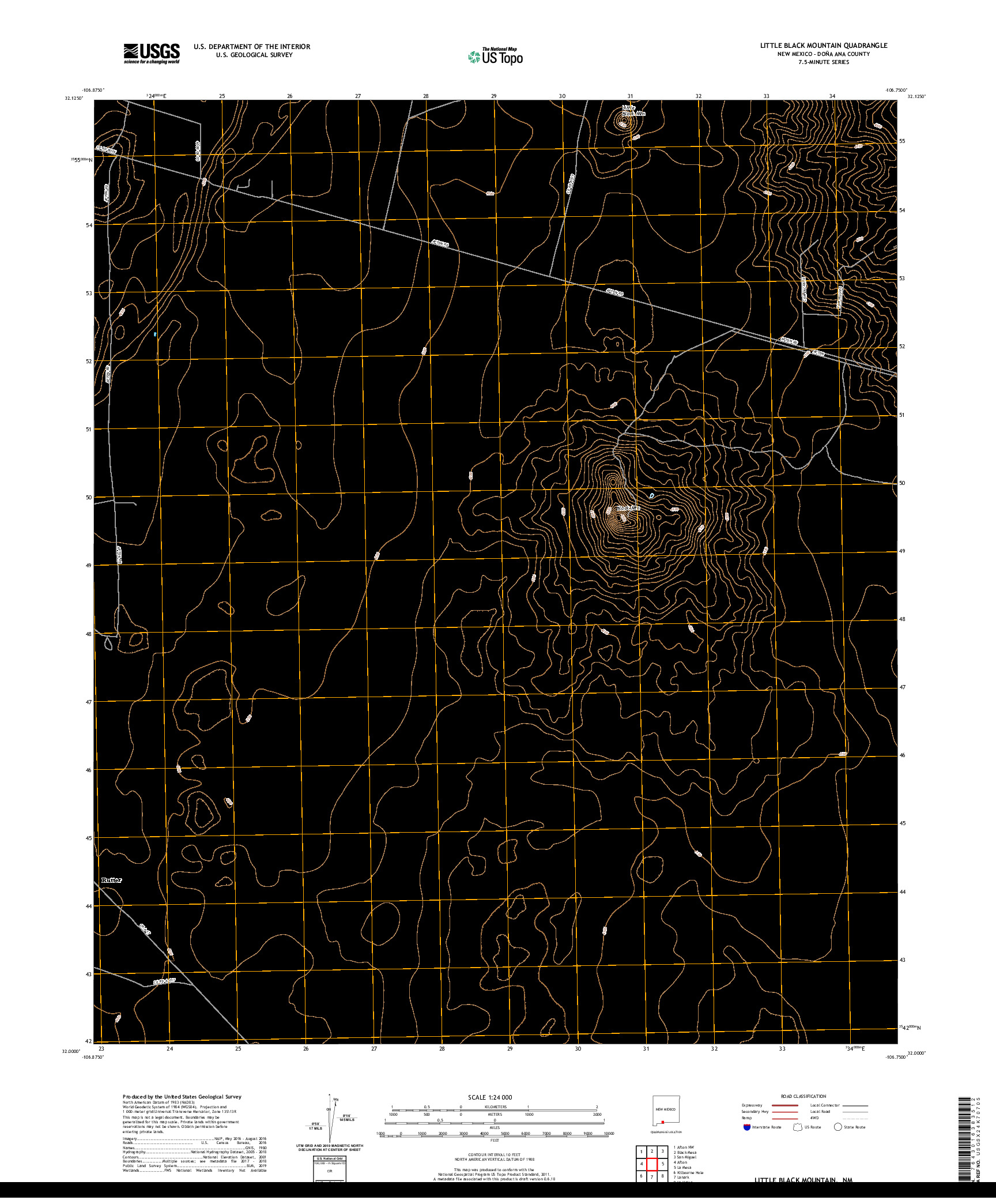 USGS US TOPO 7.5-MINUTE MAP FOR LITTLE BLACK MOUNTAIN, NM 2020