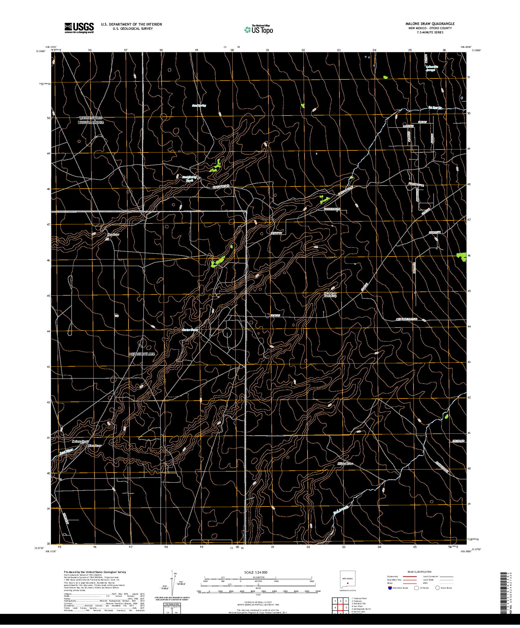 USGS US TOPO 7.5-MINUTE MAP FOR MALONE DRAW, NM 2020