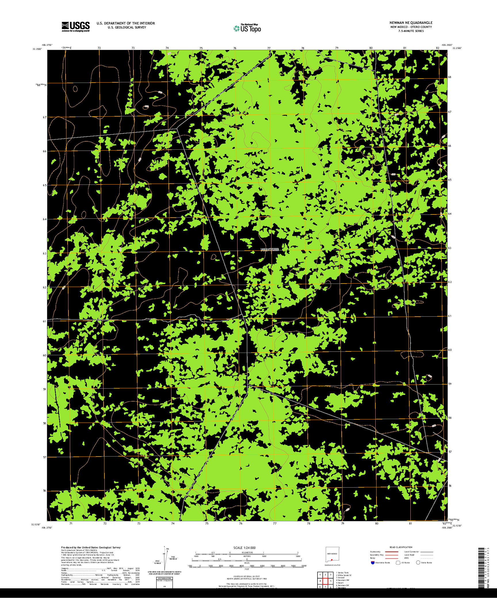 USGS US TOPO 7.5-MINUTE MAP FOR NEWMAN NE, NM 2020