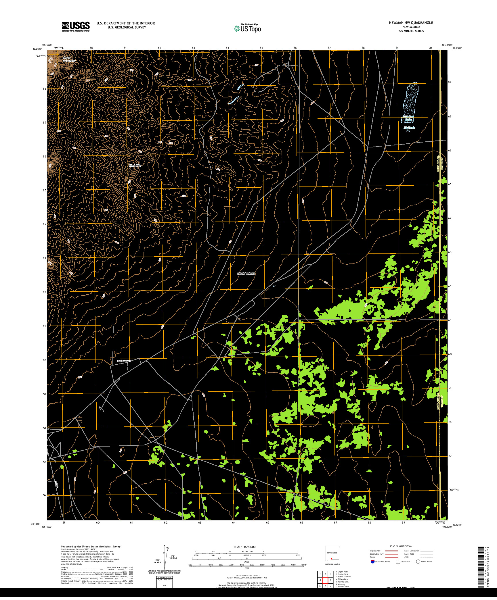 USGS US TOPO 7.5-MINUTE MAP FOR NEWMAN NW, NM 2020