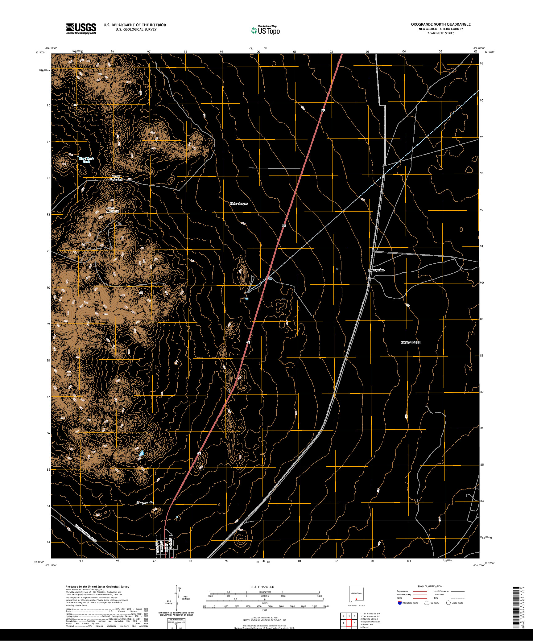 USGS US TOPO 7.5-MINUTE MAP FOR OROGRANDE NORTH, NM 2020