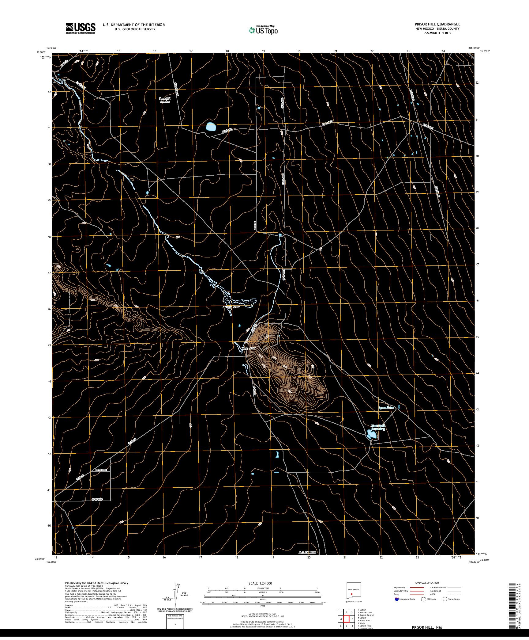 USGS US TOPO 7.5-MINUTE MAP FOR PRISOR HILL, NM 2020