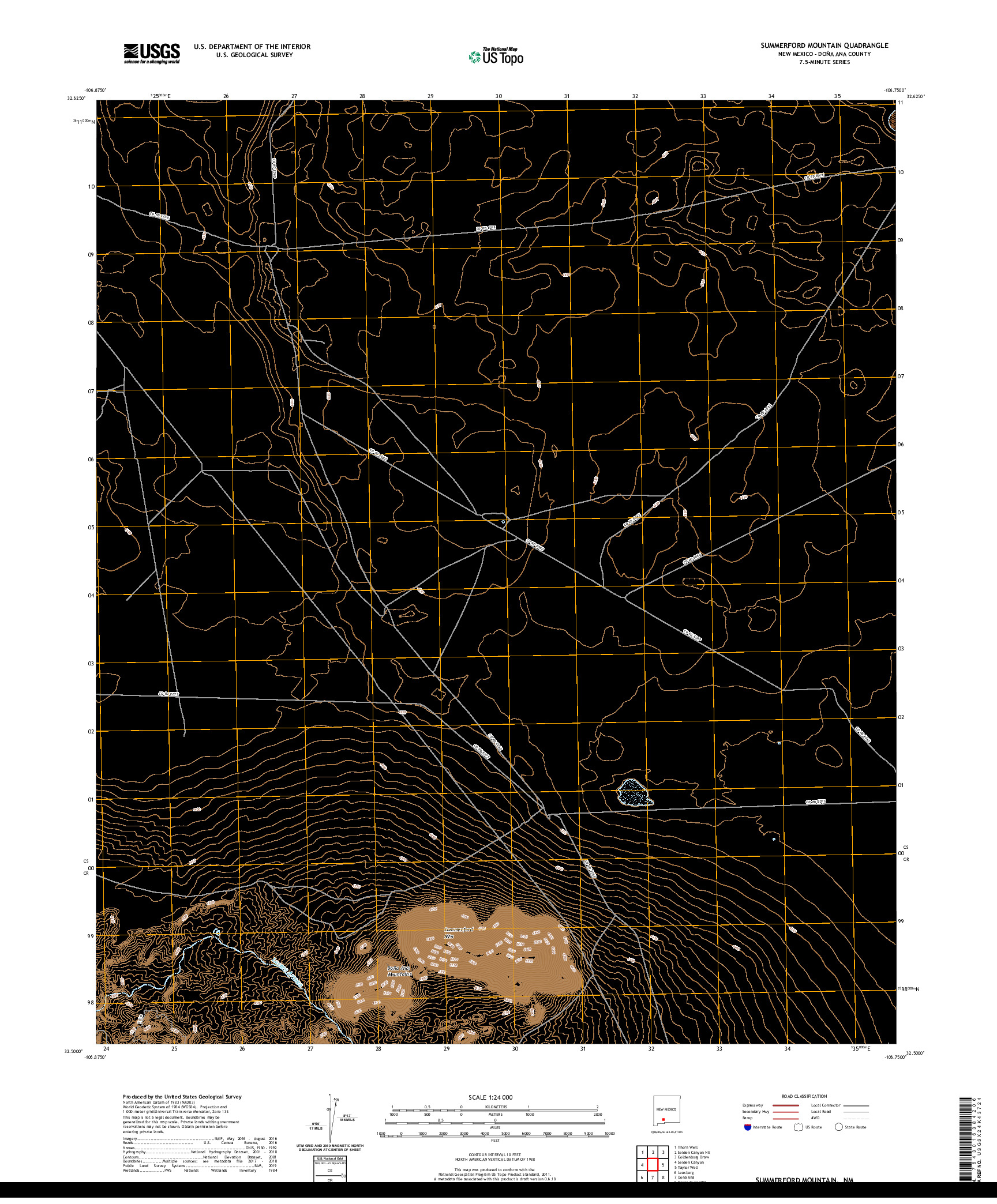 USGS US TOPO 7.5-MINUTE MAP FOR SUMMERFORD MOUNTAIN, NM 2020