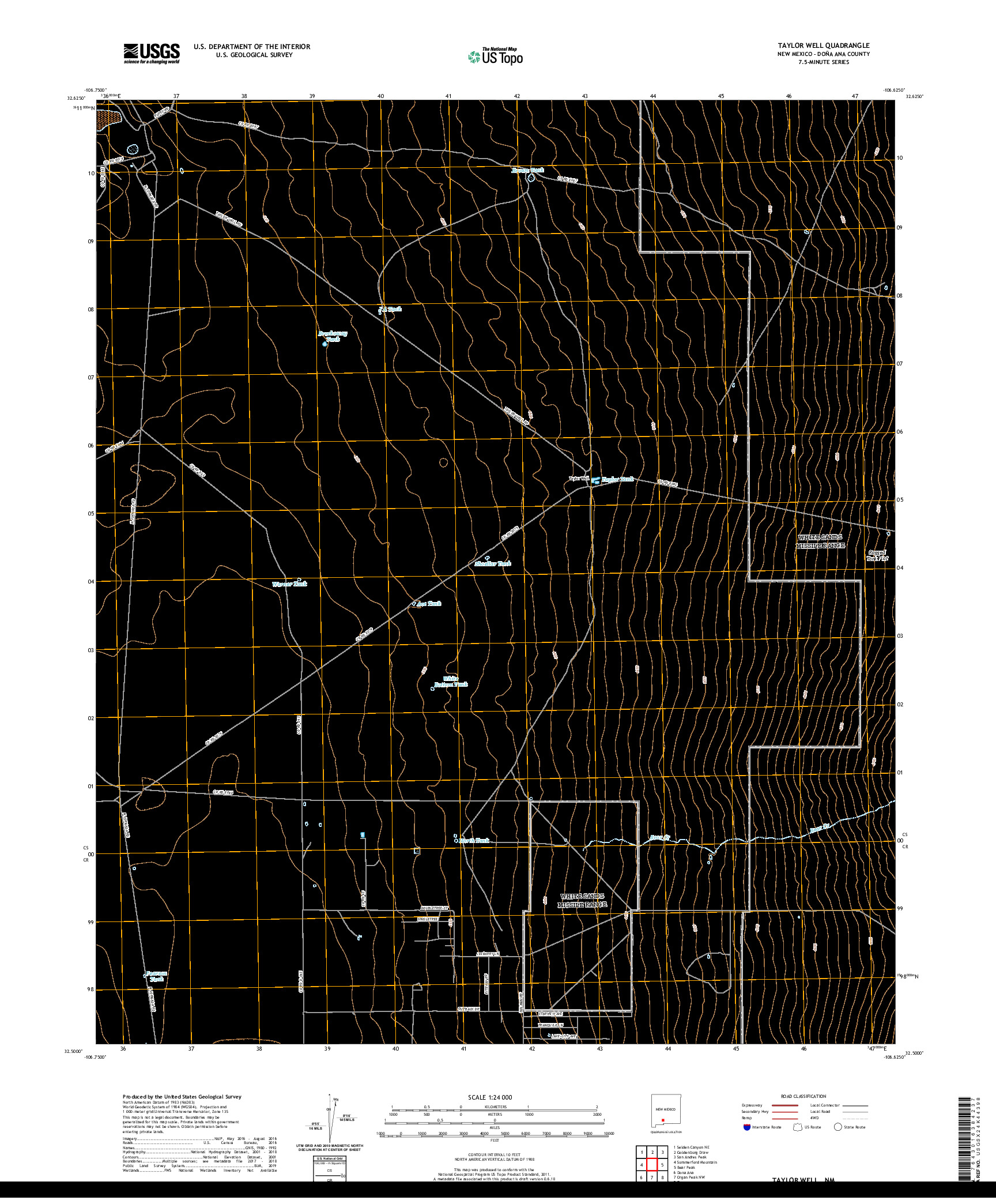 USGS US TOPO 7.5-MINUTE MAP FOR TAYLOR WELL, NM 2020