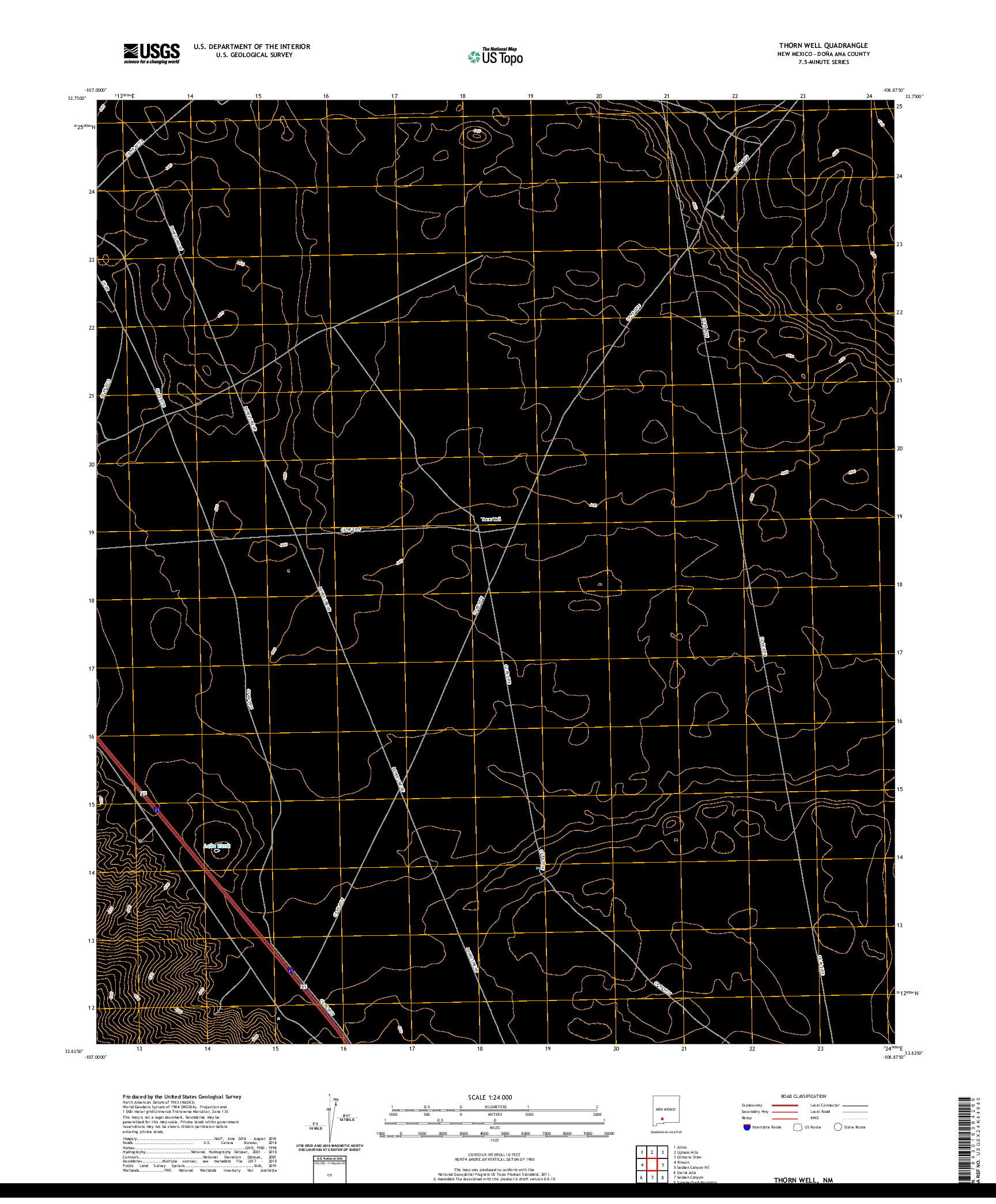 USGS US TOPO 7.5-MINUTE MAP FOR THORN WELL, NM 2020