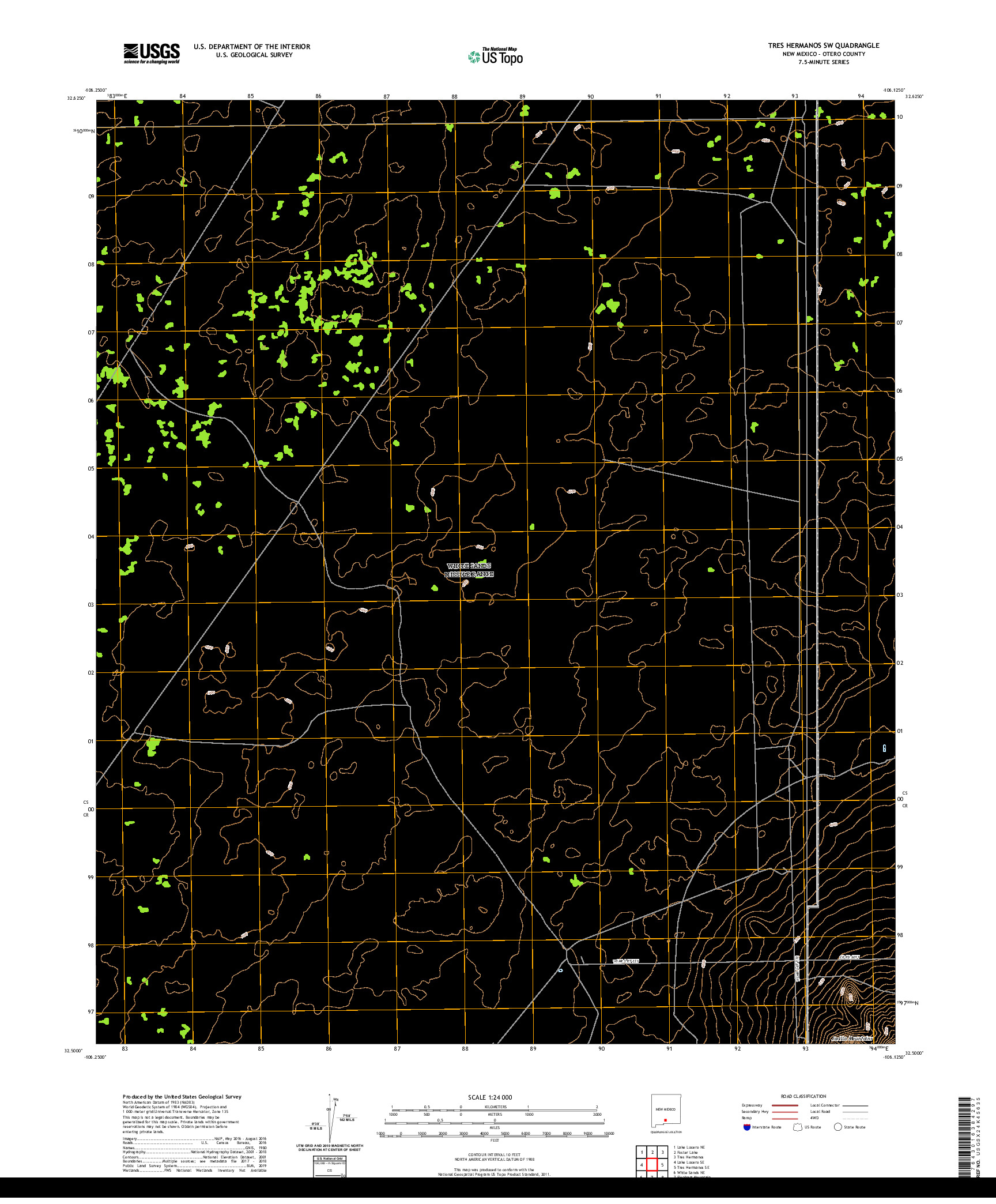 USGS US TOPO 7.5-MINUTE MAP FOR TRES HERMANOS SW, NM 2020