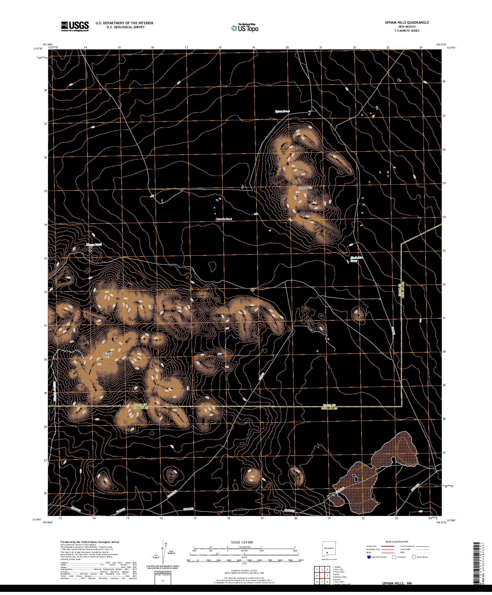 USGS US TOPO 7.5-MINUTE MAP FOR UPHAM HILLS, NM 2020