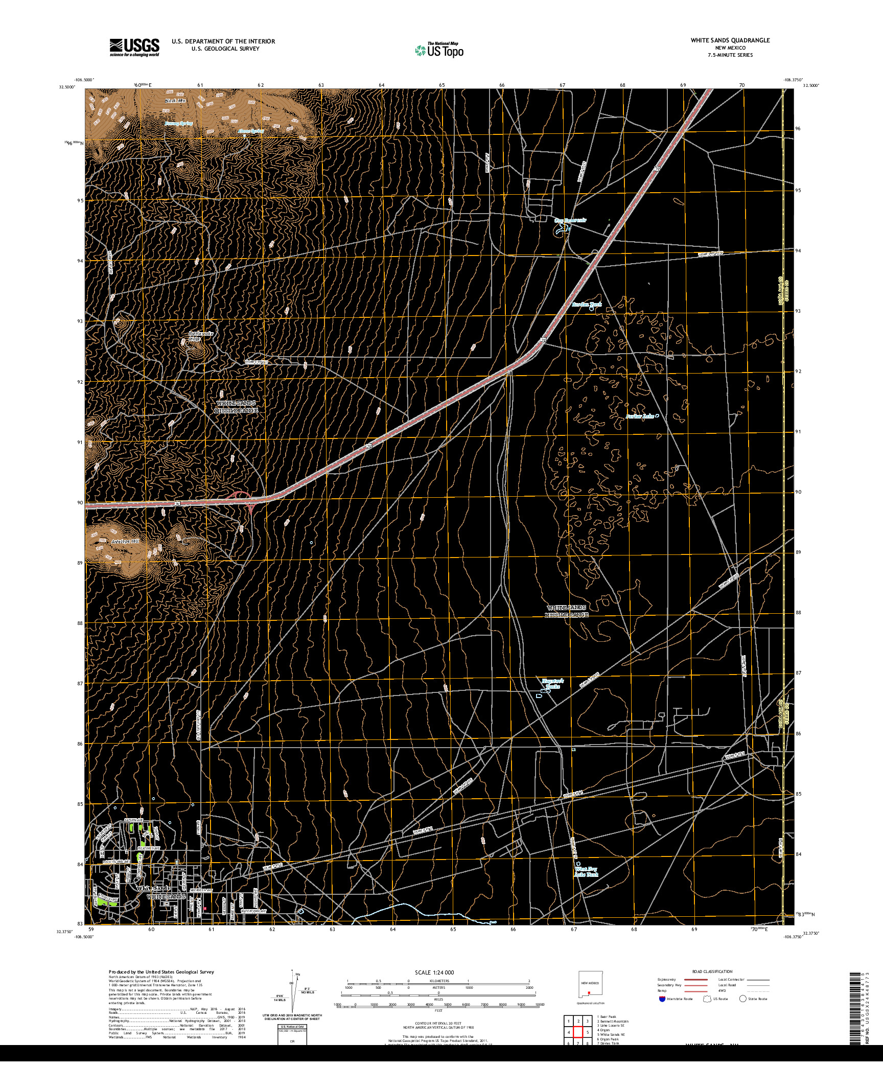 USGS US TOPO 7.5-MINUTE MAP FOR WHITE SANDS, NM 2020