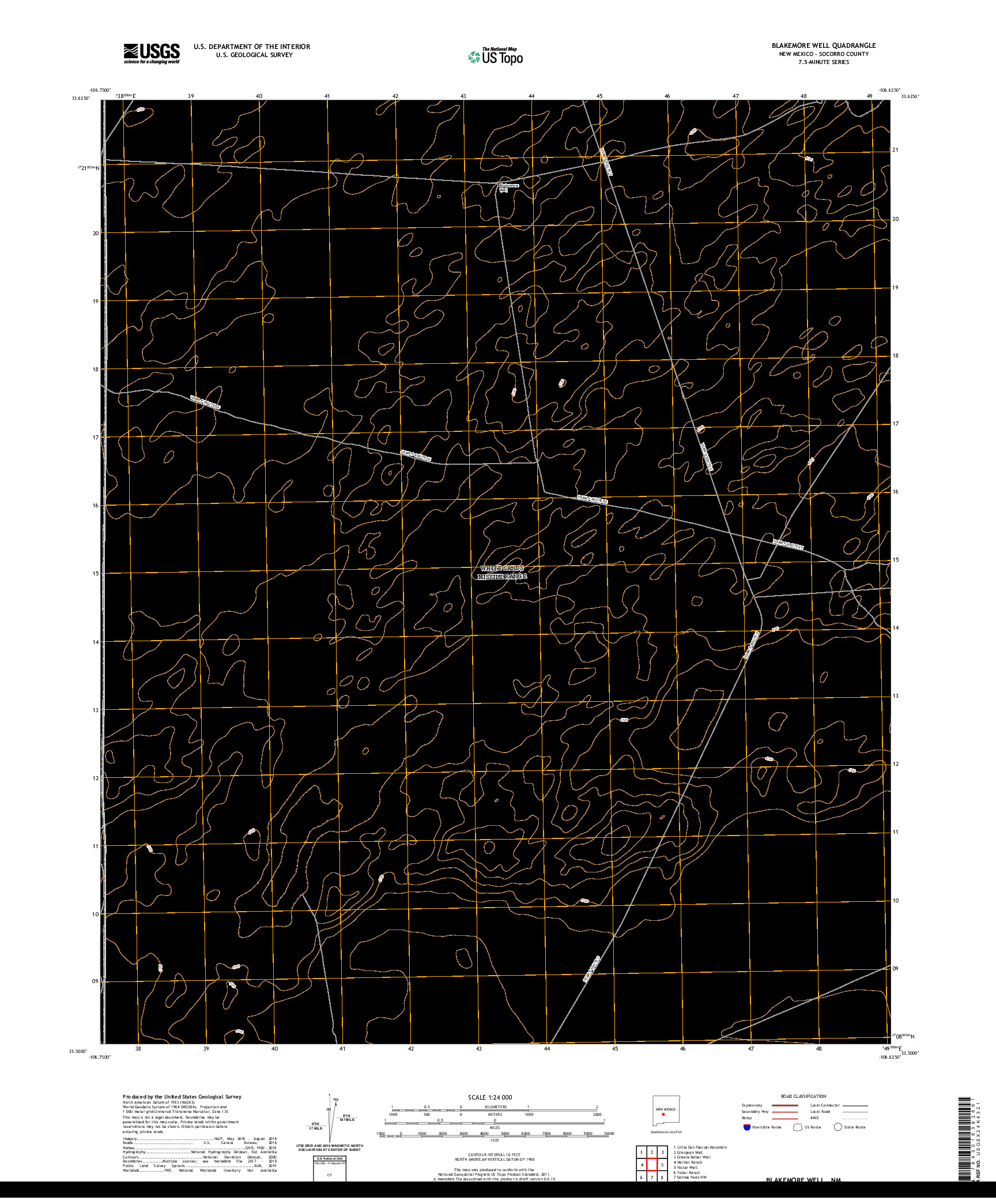 USGS US TOPO 7.5-MINUTE MAP FOR BLAKEMORE WELL, NM 2020