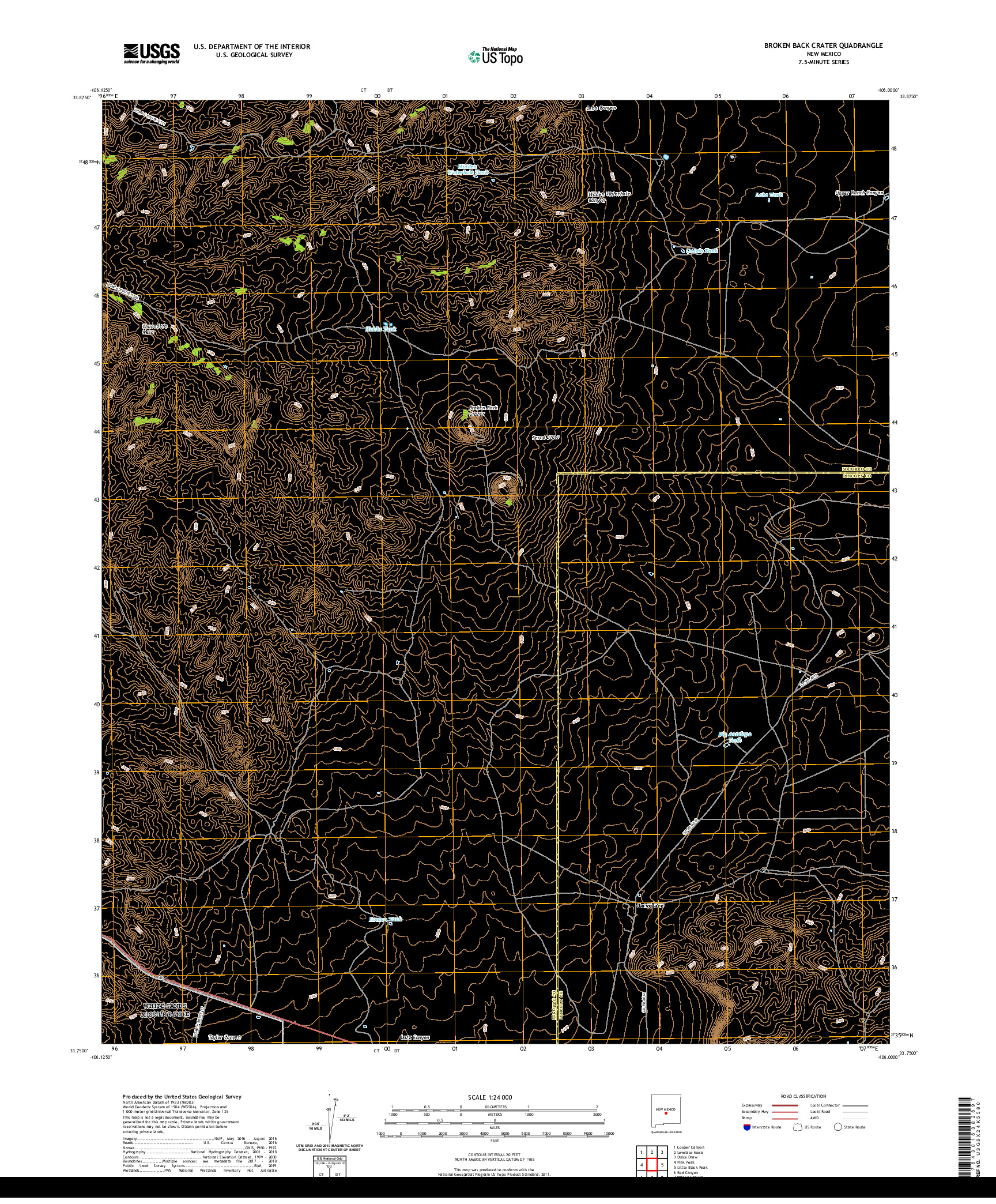 USGS US TOPO 7.5-MINUTE MAP FOR BROKEN BACK CRATER, NM 2020