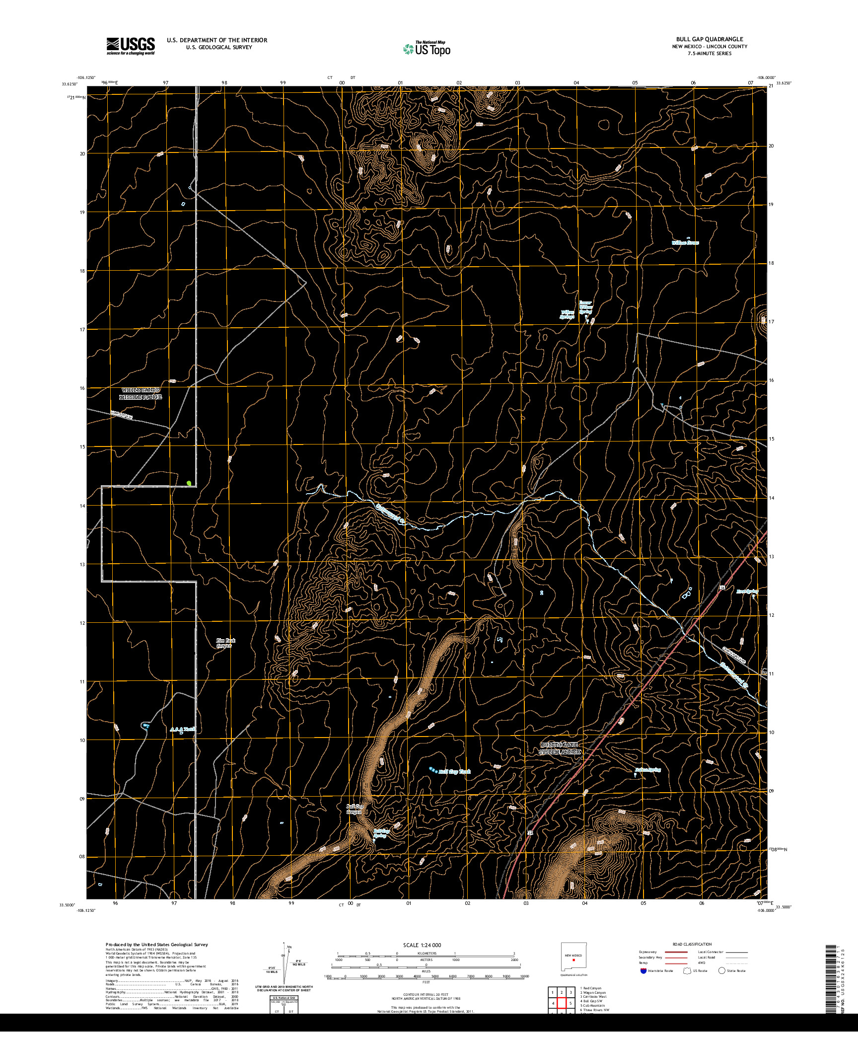 USGS US TOPO 7.5-MINUTE MAP FOR BULL GAP, NM 2020