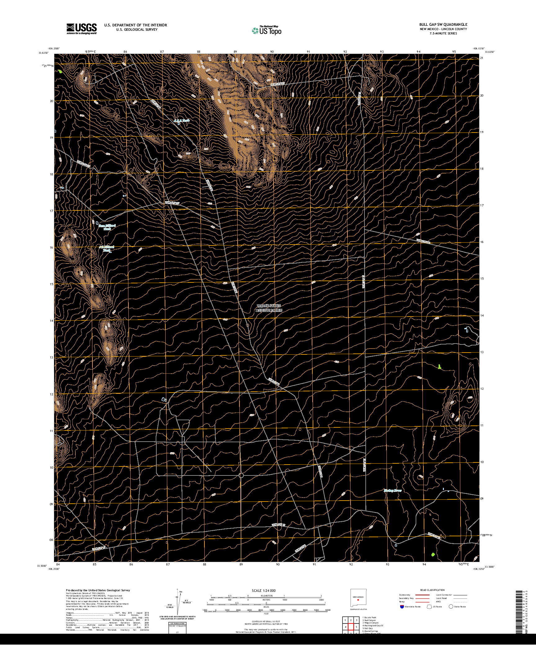 USGS US TOPO 7.5-MINUTE MAP FOR BULL GAP SW, NM 2020