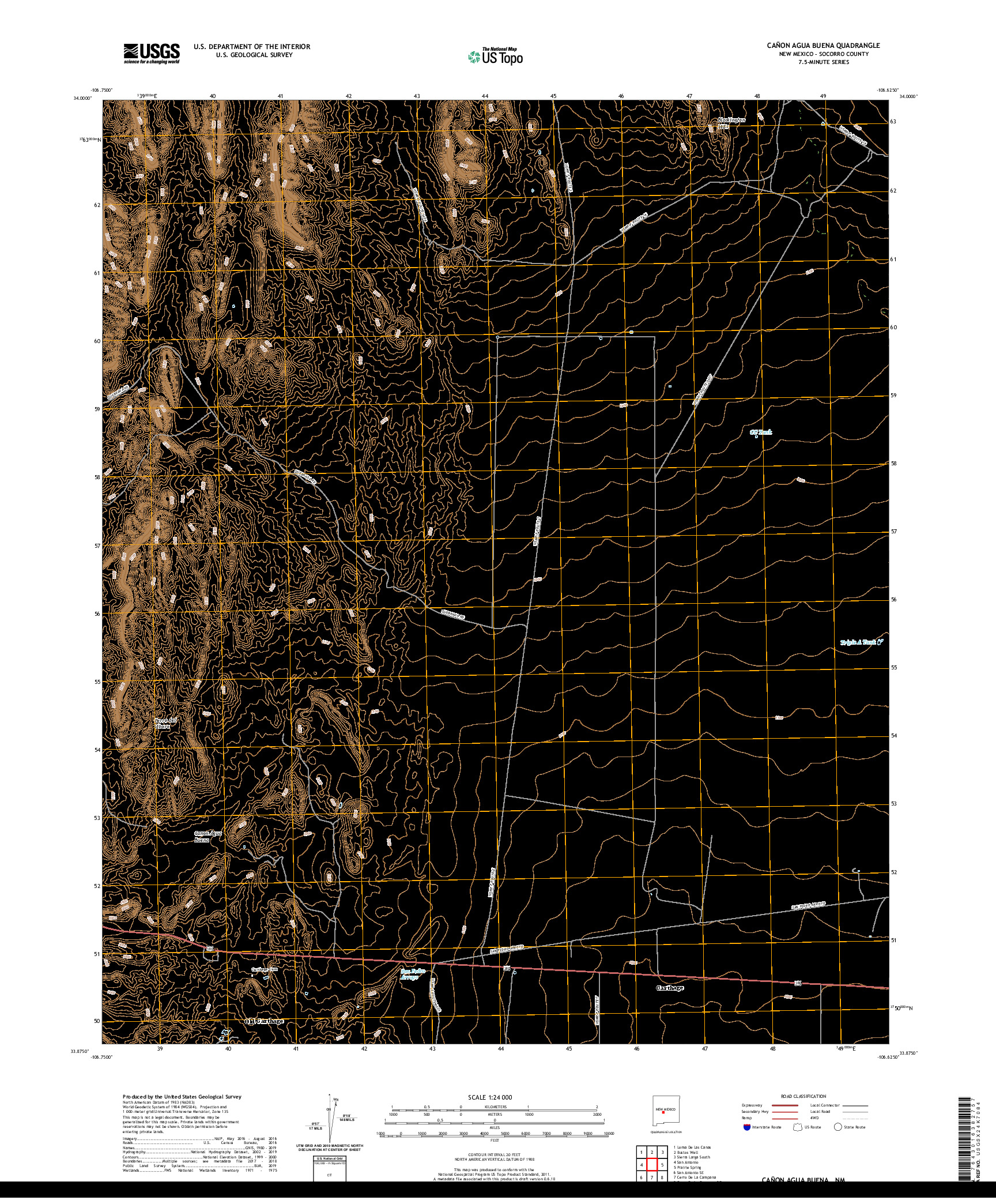 USGS US TOPO 7.5-MINUTE MAP FOR CANON AGUA BUENA, NM 2020