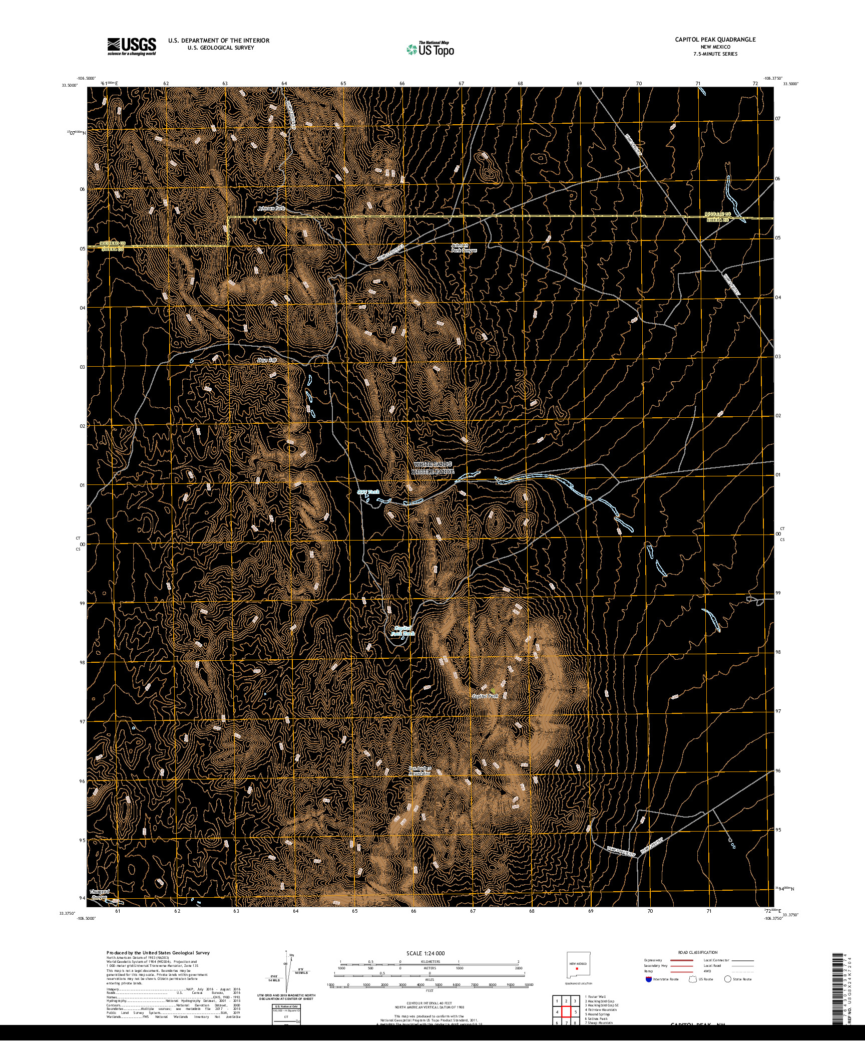 USGS US TOPO 7.5-MINUTE MAP FOR CAPITOL PEAK, NM 2020