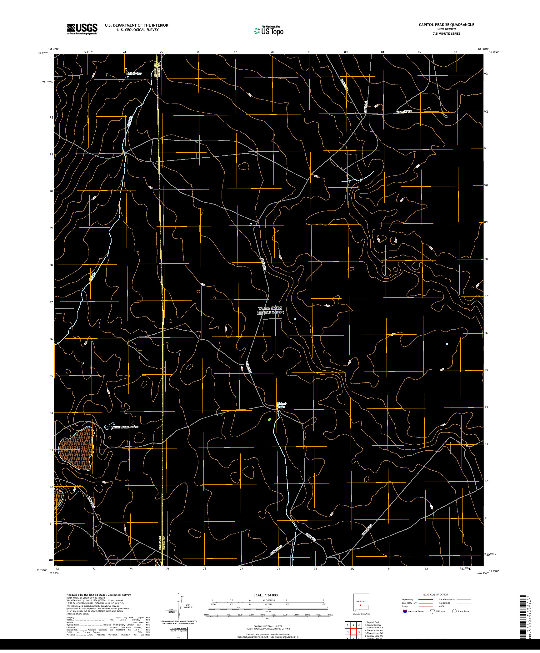 USGS US TOPO 7.5-MINUTE MAP FOR CAPITOL PEAK SE, NM 2020