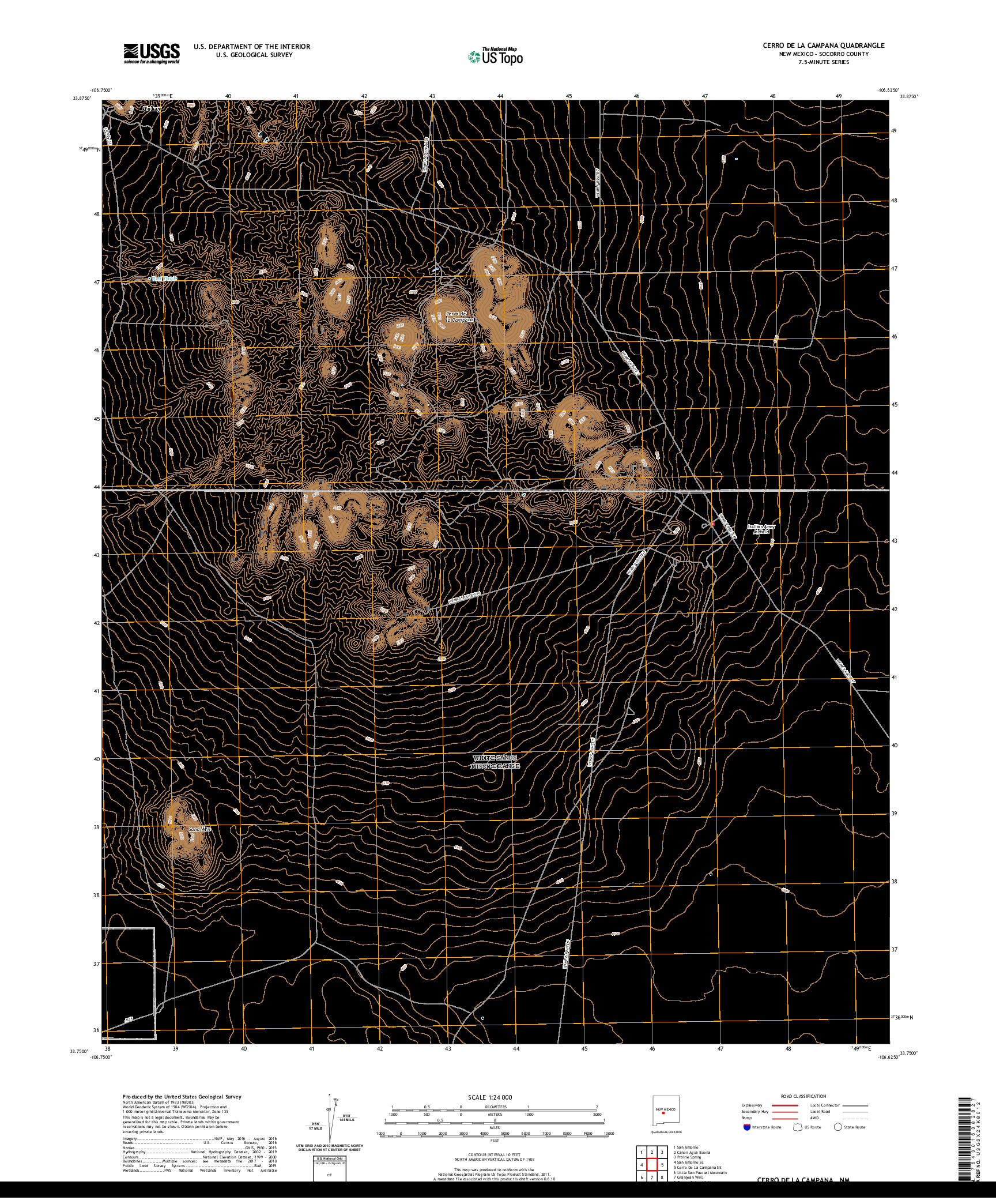 USGS US TOPO 7.5-MINUTE MAP FOR CERRO DE LA CAMPANA, NM 2020