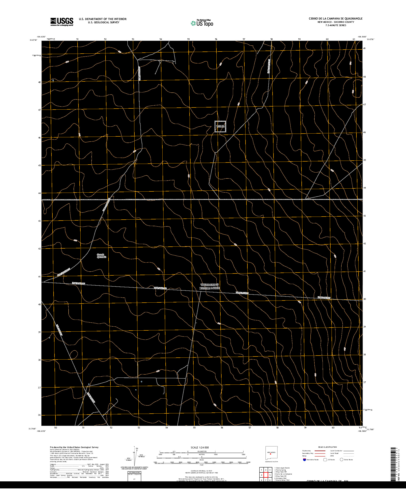USGS US TOPO 7.5-MINUTE MAP FOR CERRO DE LA CAMPANA SE, NM 2020