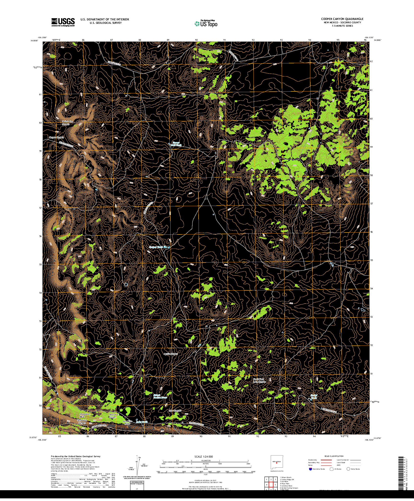 USGS US TOPO 7.5-MINUTE MAP FOR COOPER CANYON, NM 2020