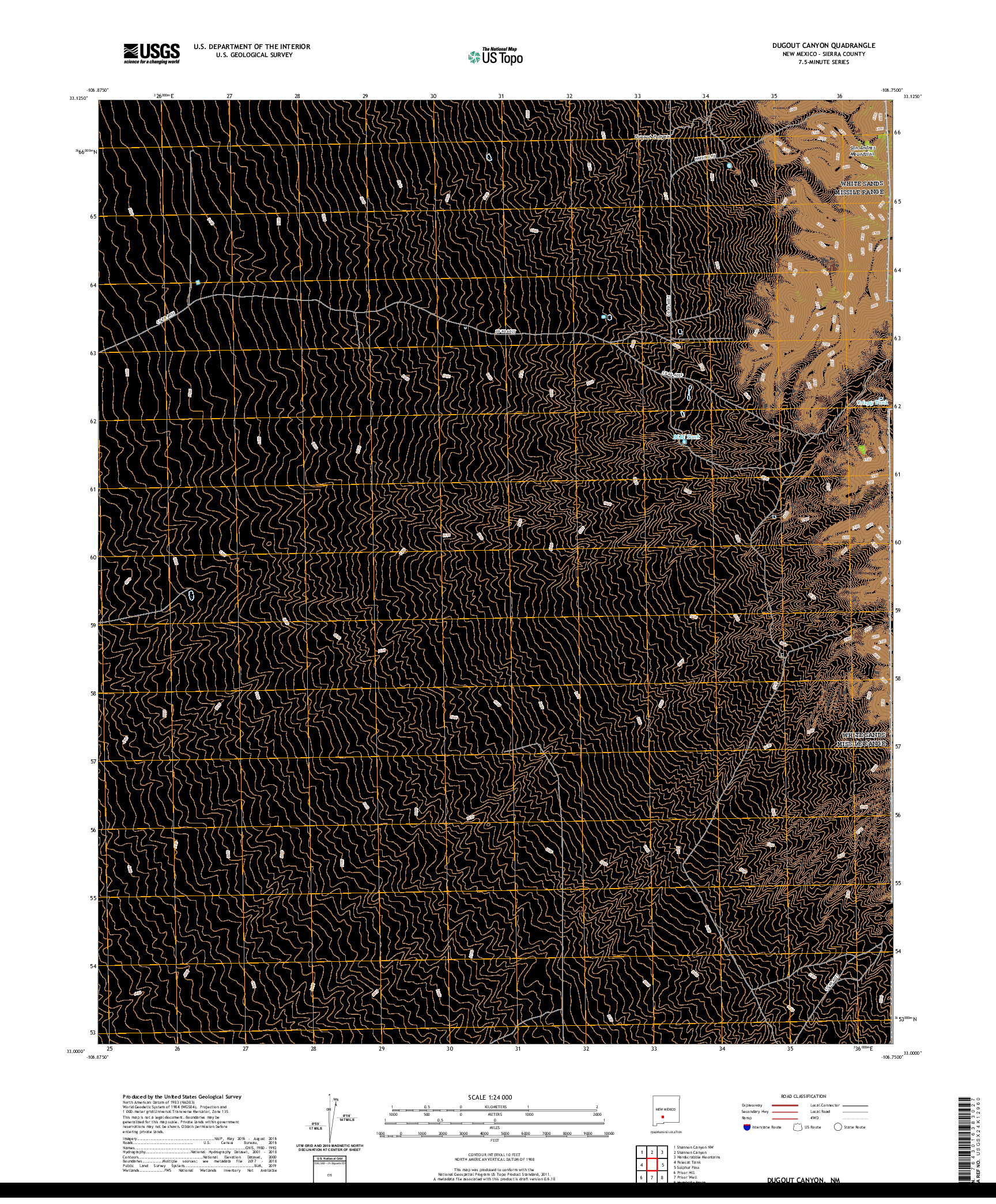 USGS US TOPO 7.5-MINUTE MAP FOR DUGOUT CANYON, NM 2020