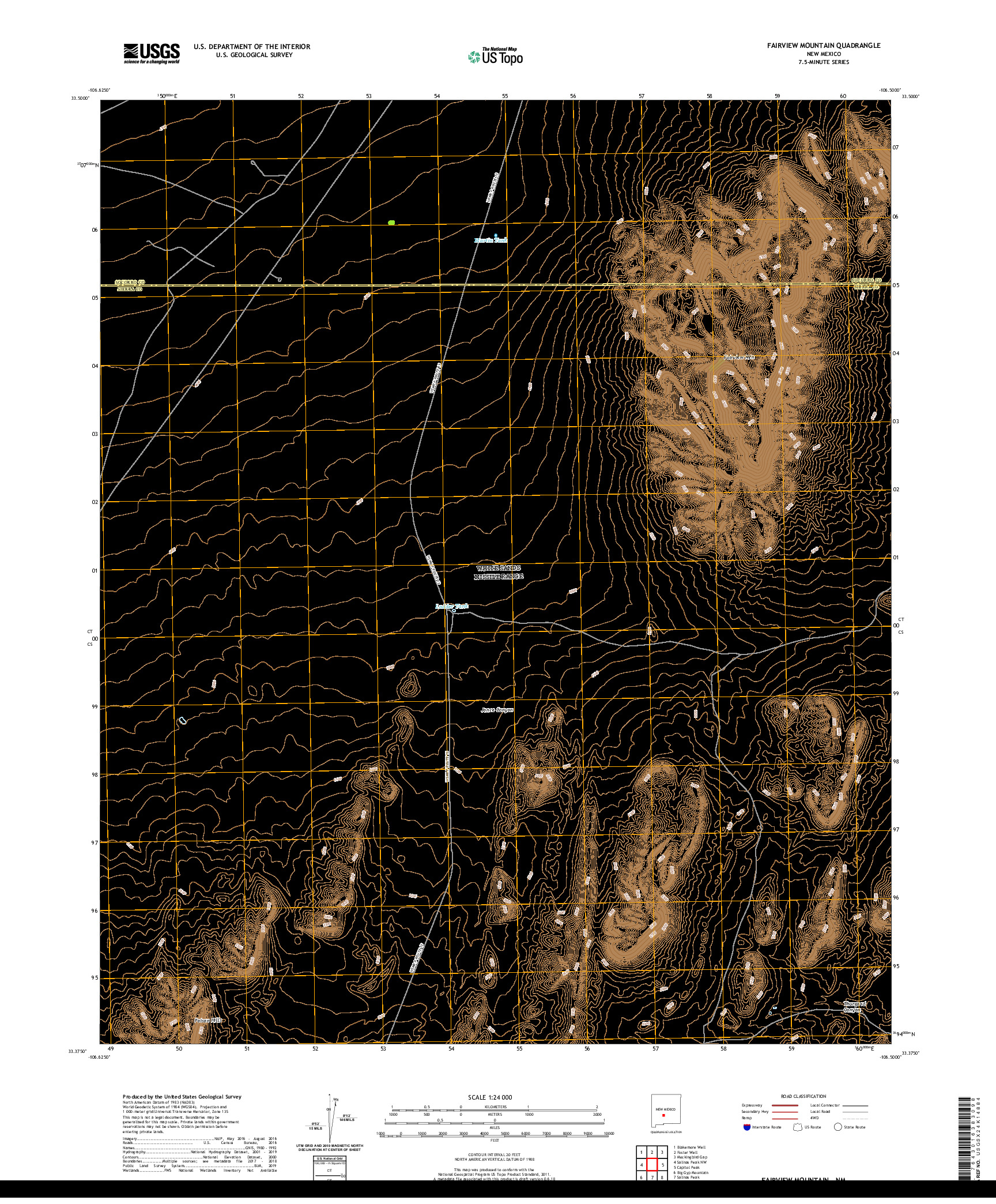 USGS US TOPO 7.5-MINUTE MAP FOR FAIRVIEW MOUNTAIN, NM 2020