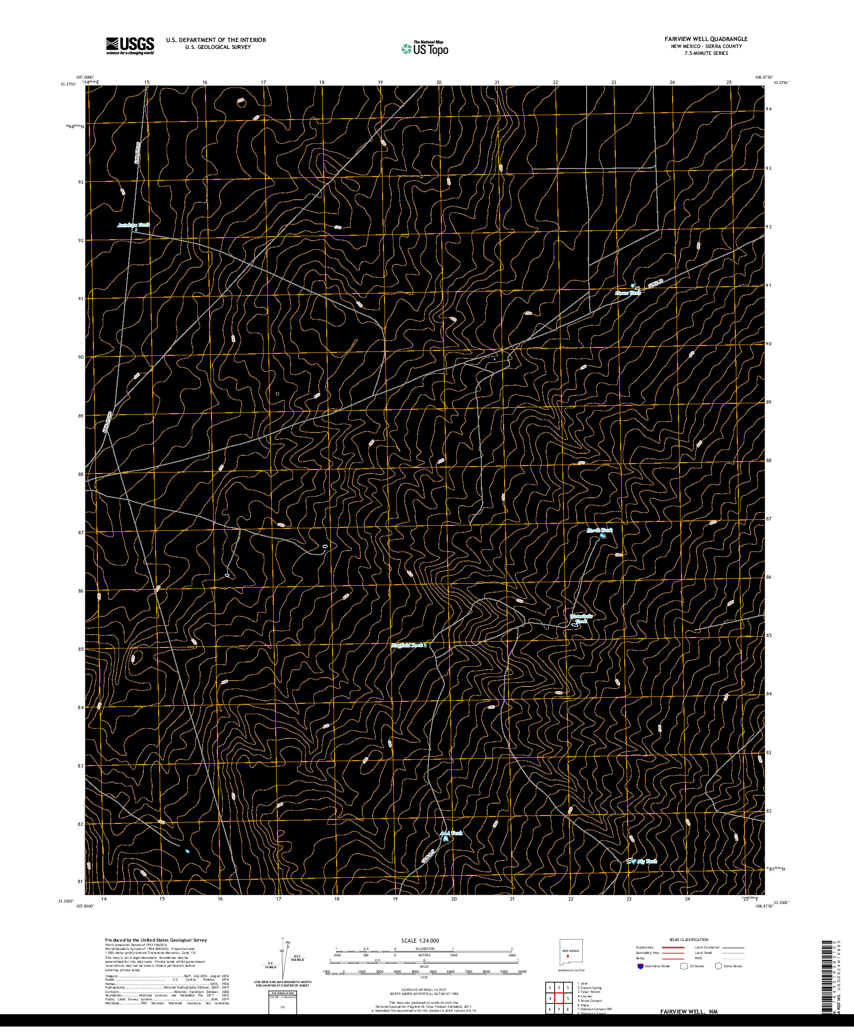 USGS US TOPO 7.5-MINUTE MAP FOR FAIRVIEW WELL, NM 2020