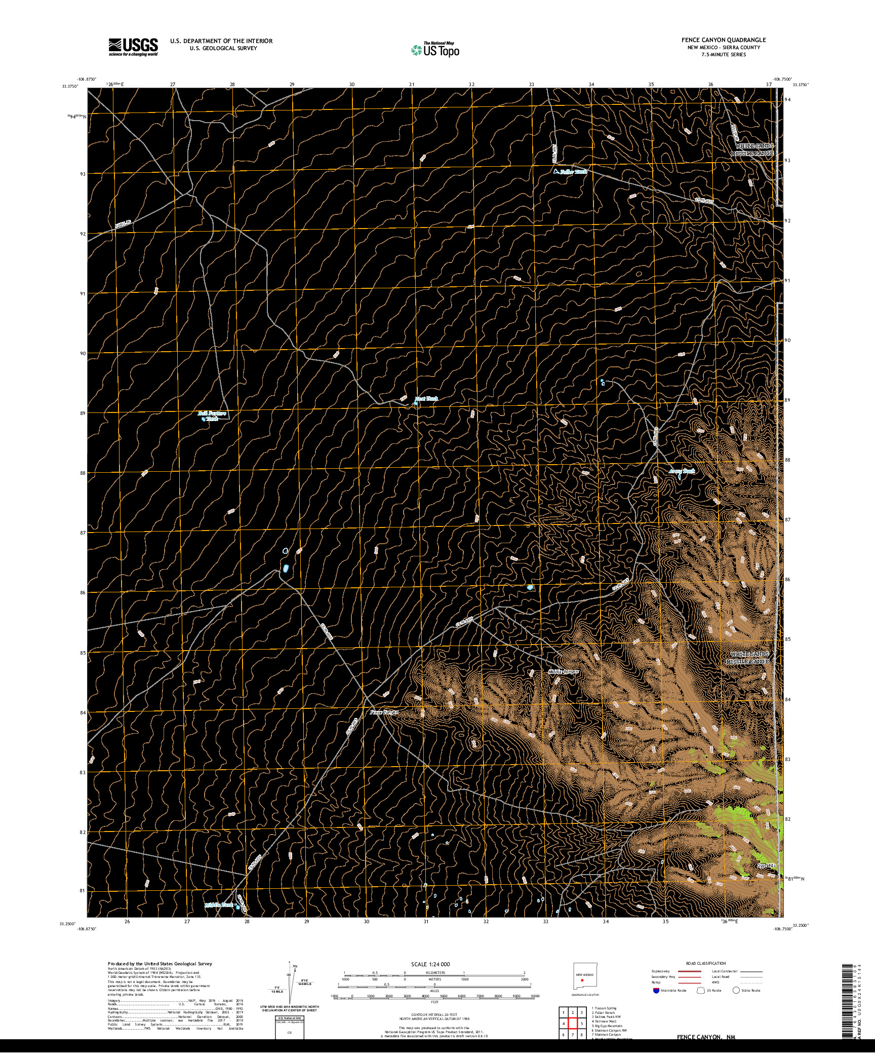 USGS US TOPO 7.5-MINUTE MAP FOR FENCE CANYON, NM 2020
