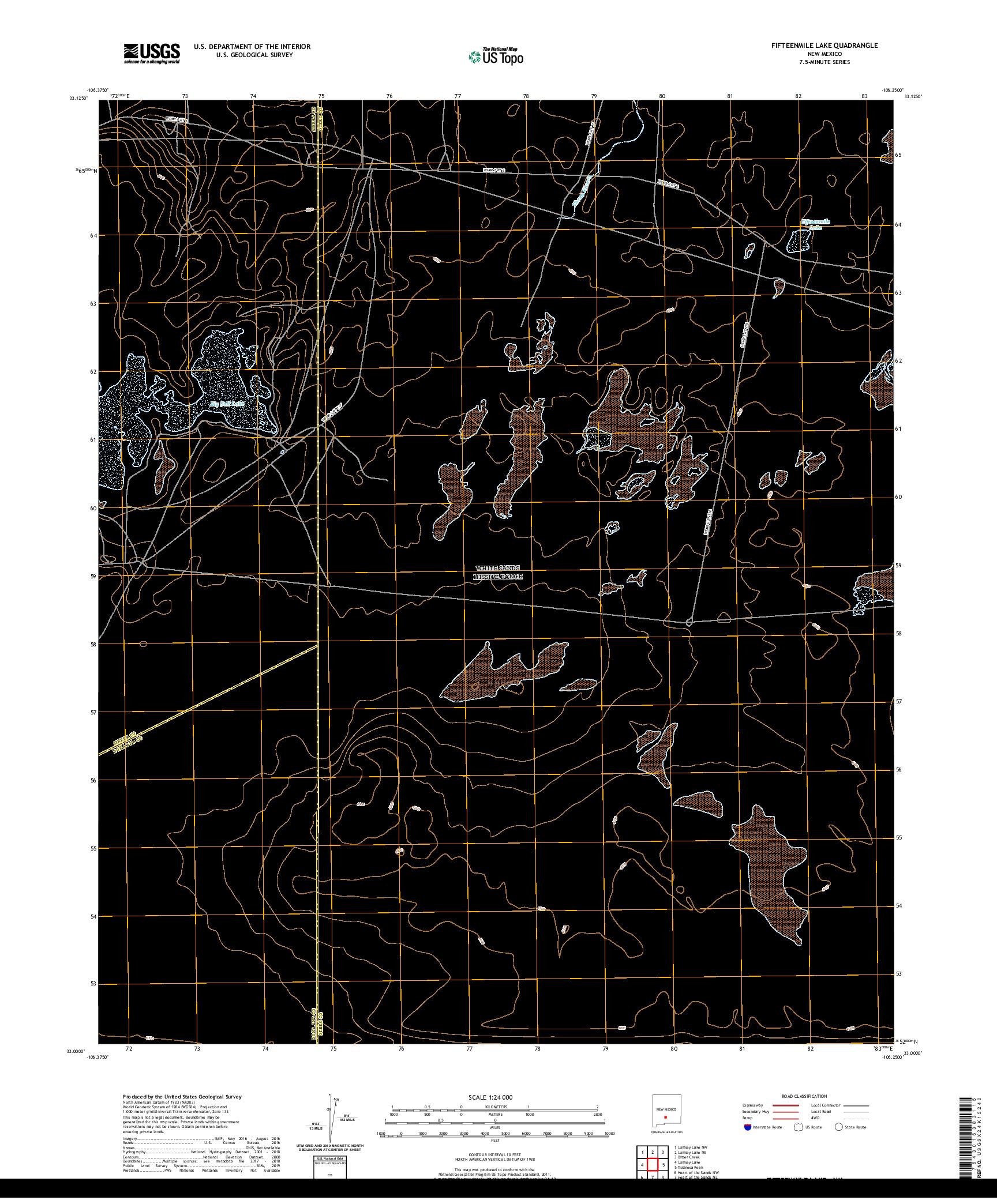 USGS US TOPO 7.5-MINUTE MAP FOR FIFTEENMILE LAKE, NM 2020