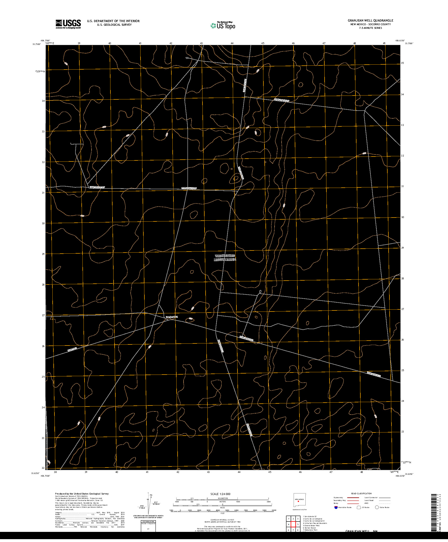 USGS US TOPO 7.5-MINUTE MAP FOR GRANJEAN WELL, NM 2020