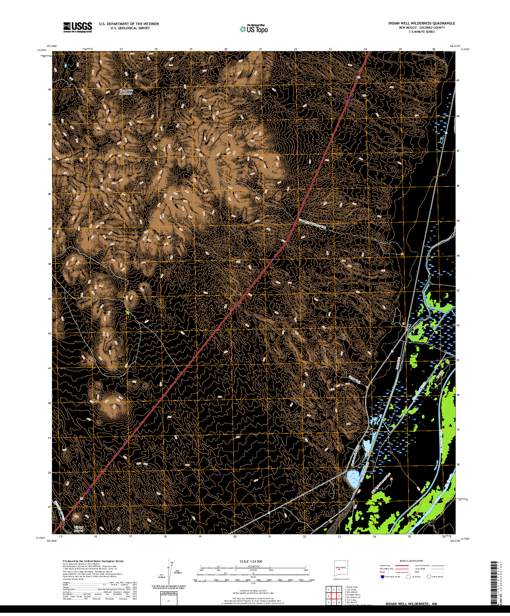 USGS US TOPO 7.5-MINUTE MAP FOR INDIAN WELL WILDERNESS, NM 2020