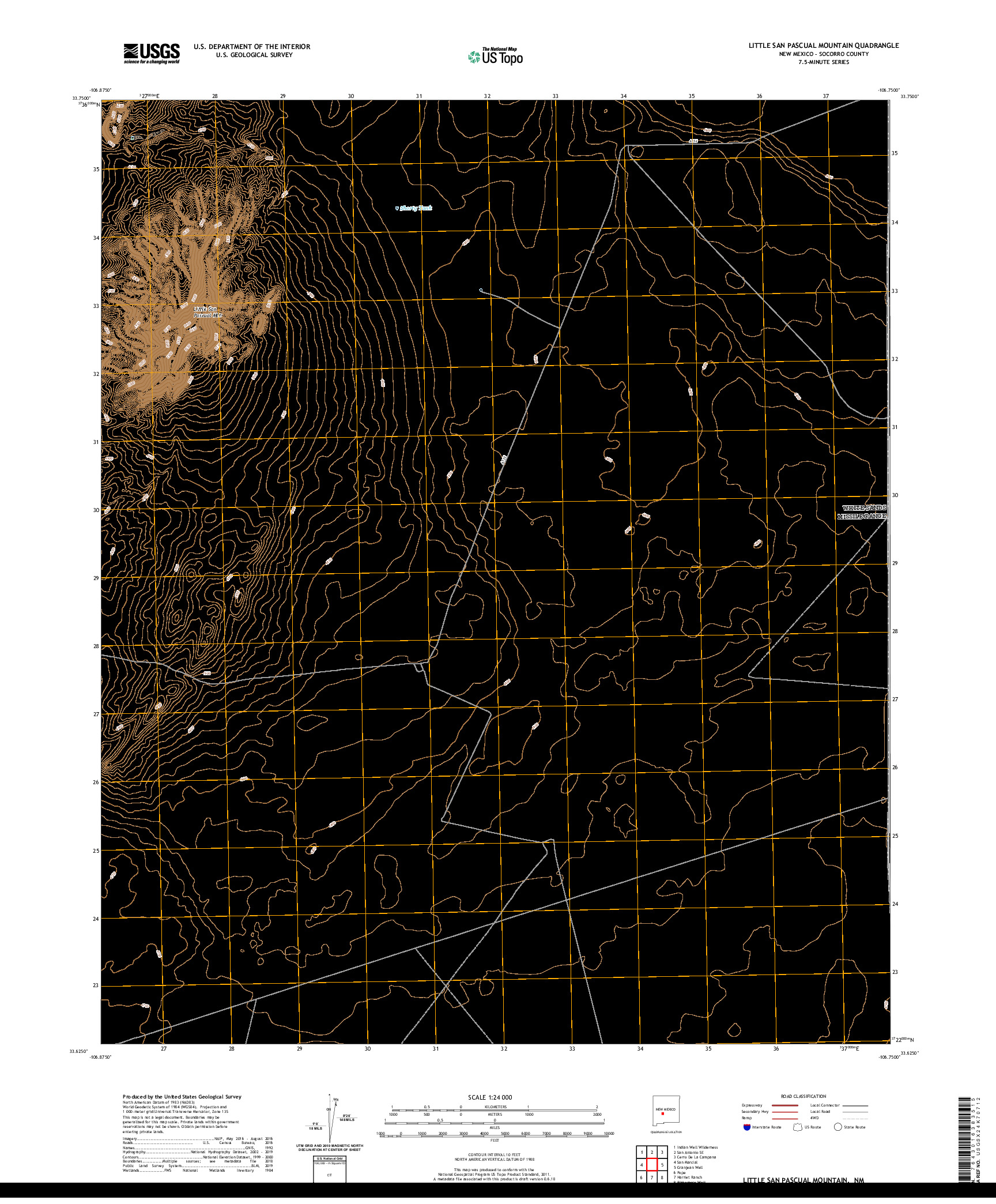 USGS US TOPO 7.5-MINUTE MAP FOR LITTLE SAN PASCUAL MOUNTAIN, NM 2020